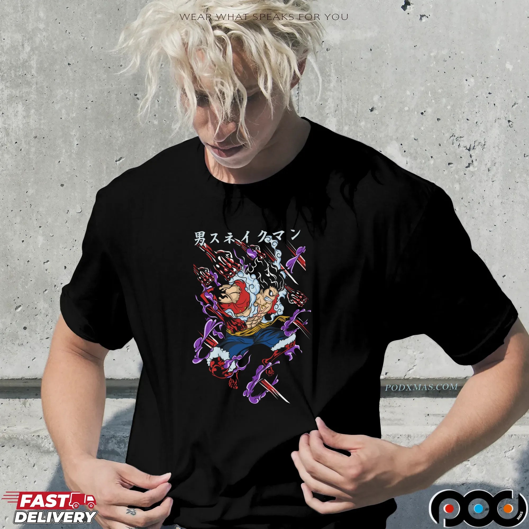 One Piece Luffy Snake Man Gear Battle Pose Anime T Shirt