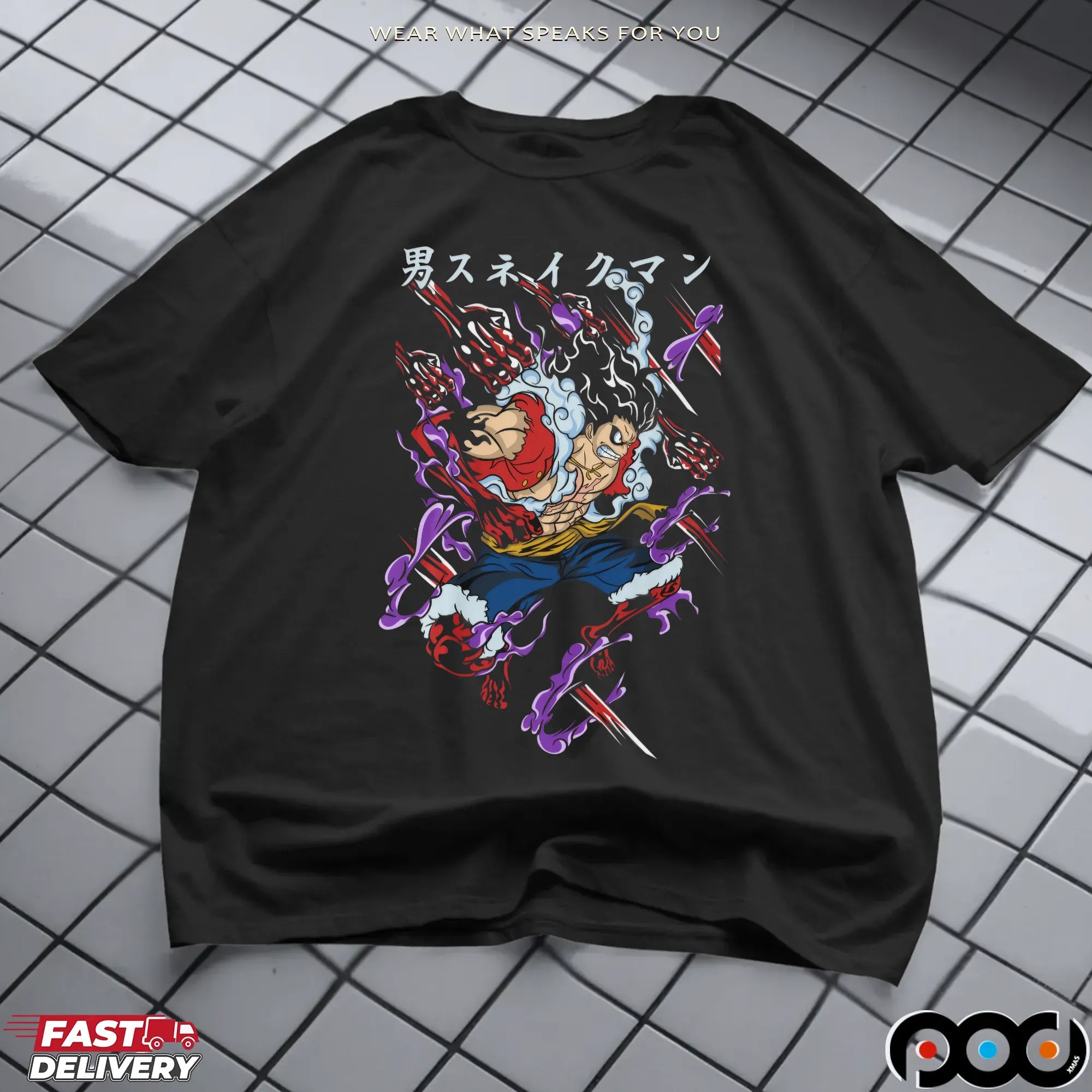 One Piece Luffy Snake Man Gear Battle Pose Anime T Shirt