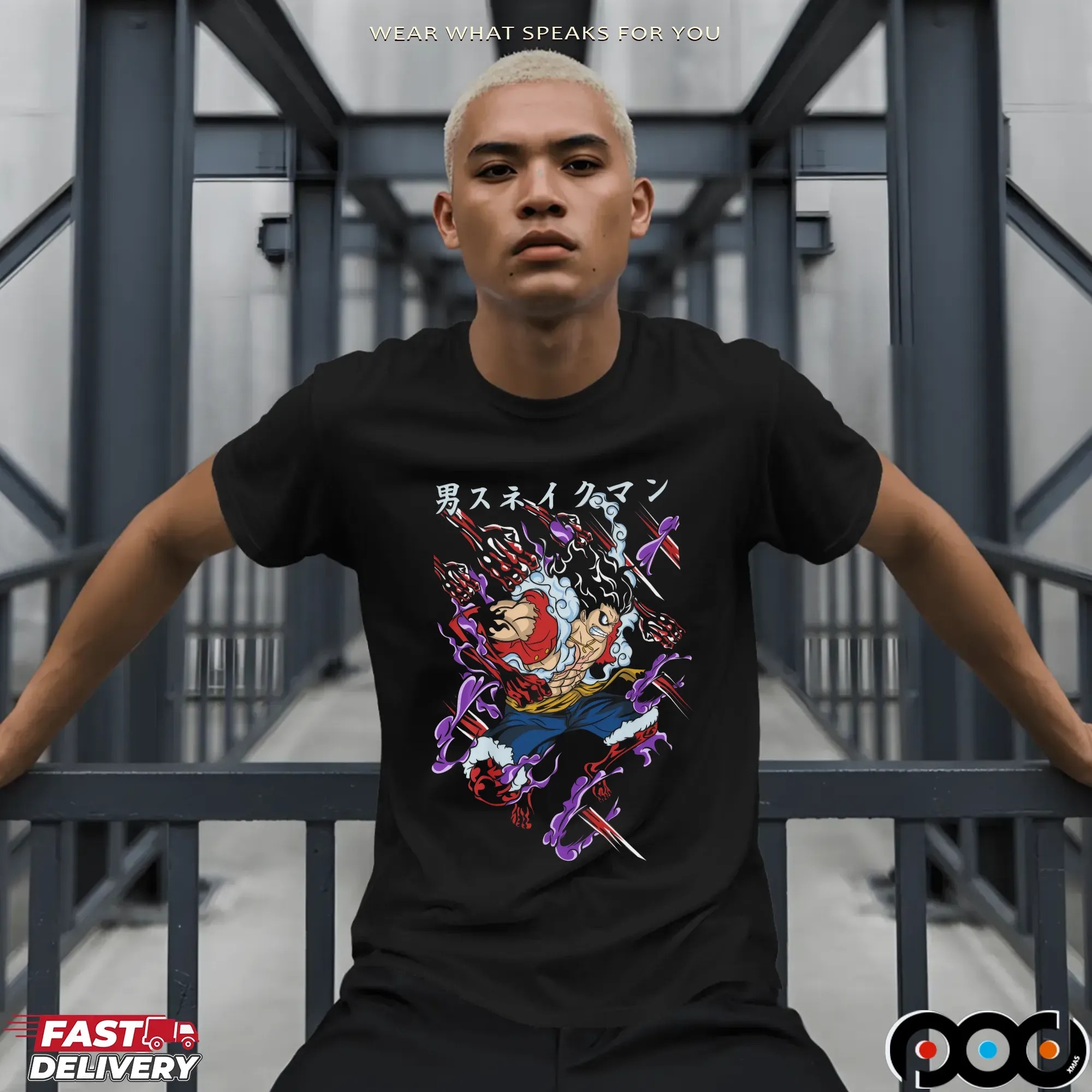 One Piece Luffy Snake Man Gear Battle Pose Anime T Shirt