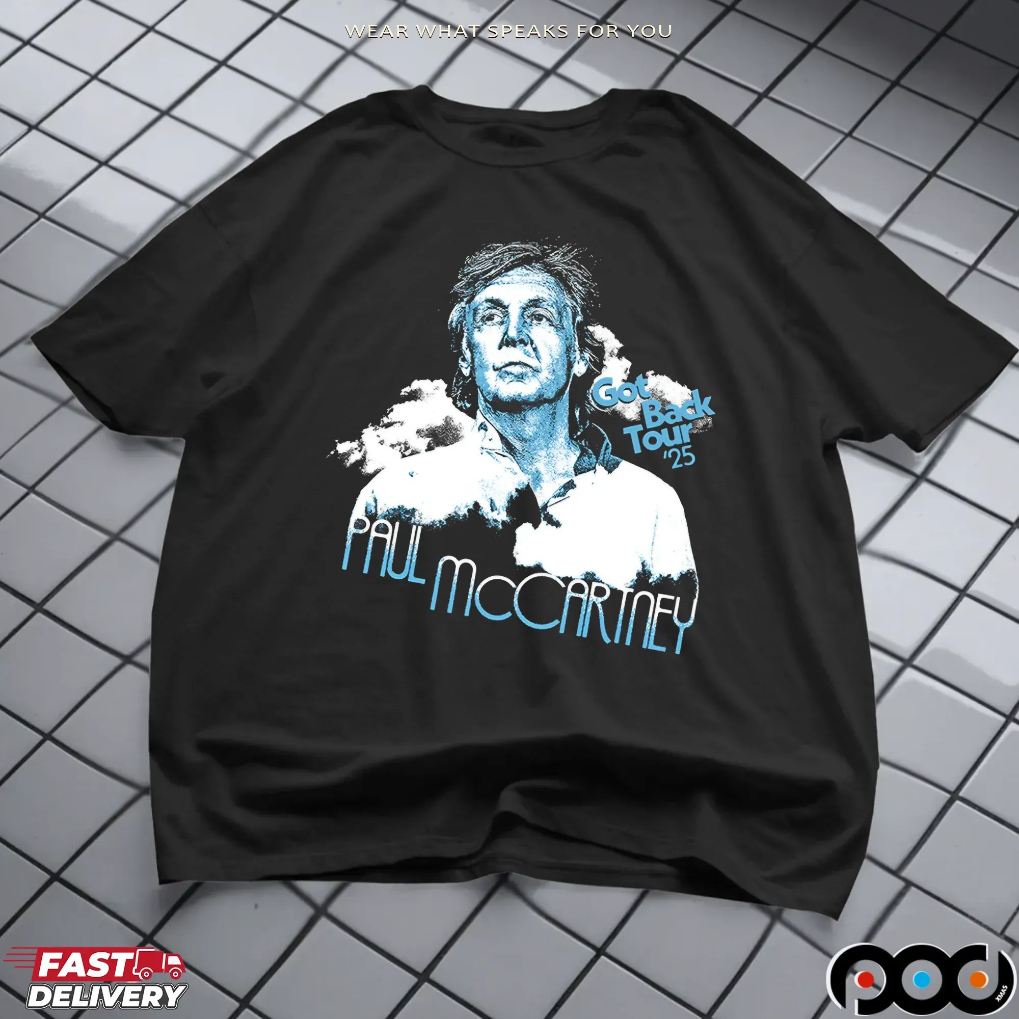 Paul McCartney Got Back 2025 Tour Graphic Portrait T Shirt