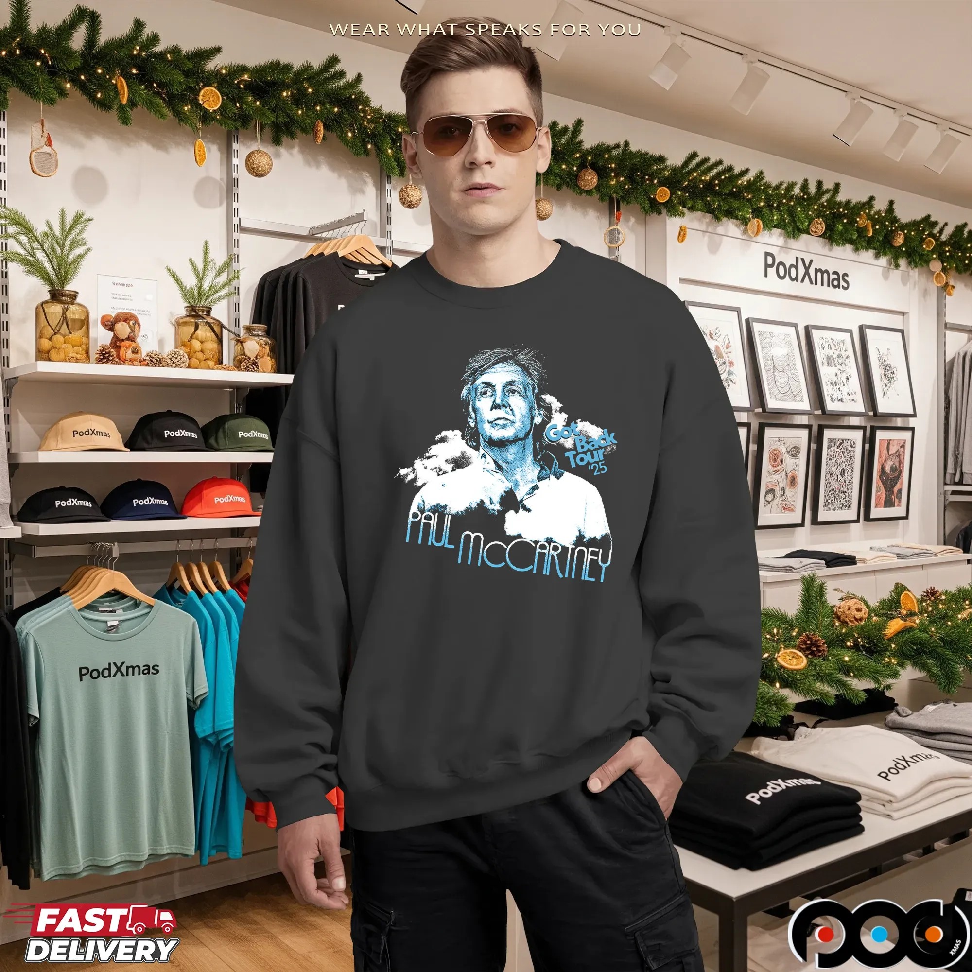 Paul McCartney Got Back 2025 Tour Graphic Portrait T Shirt