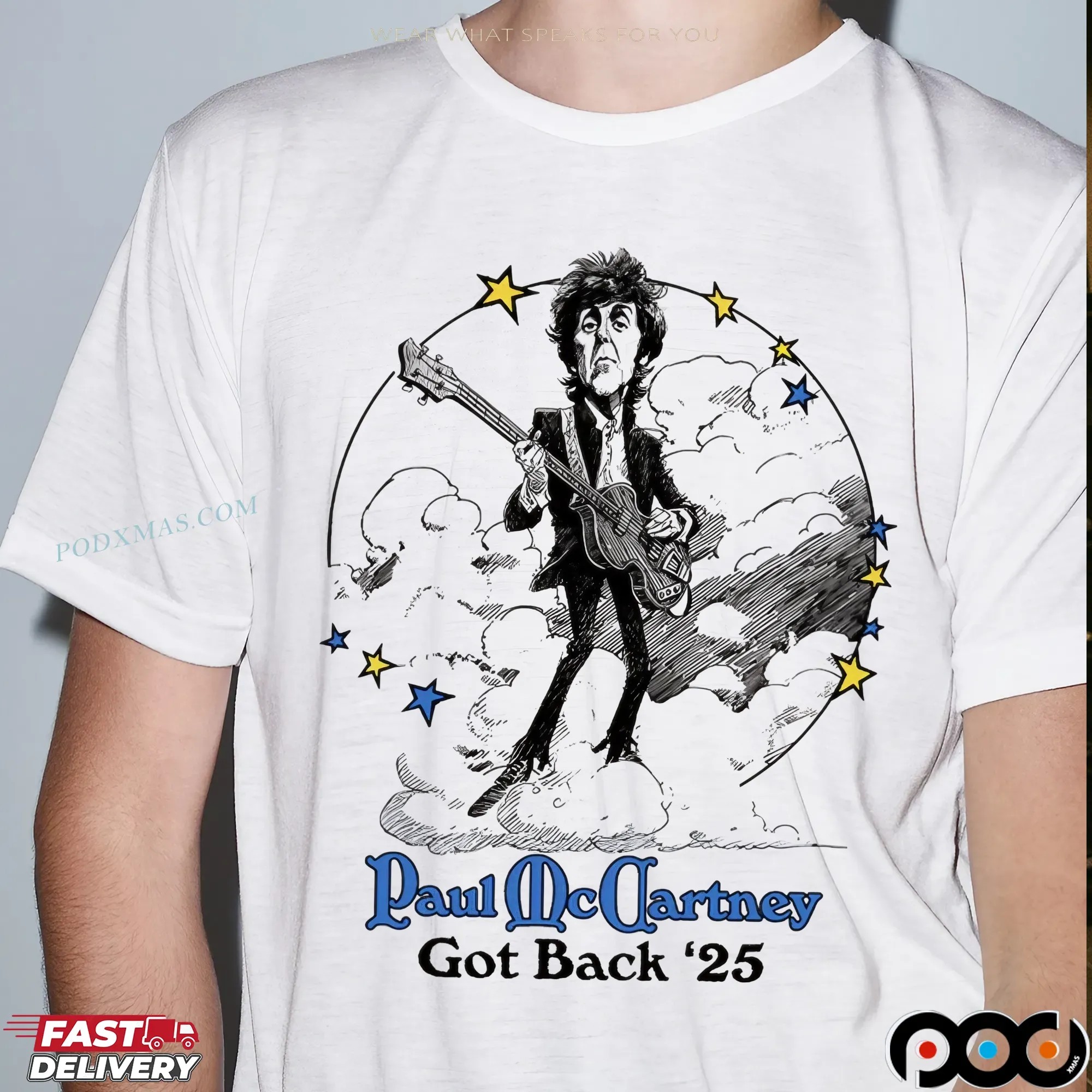 Paul McCartney Got Back Floral Tour 2025 Cartoon T Shirt
