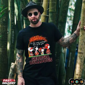 Peanuts Fall It’s The Most Wonderful Time Of The Year Georgia Bulldogs Holiday T Shirt