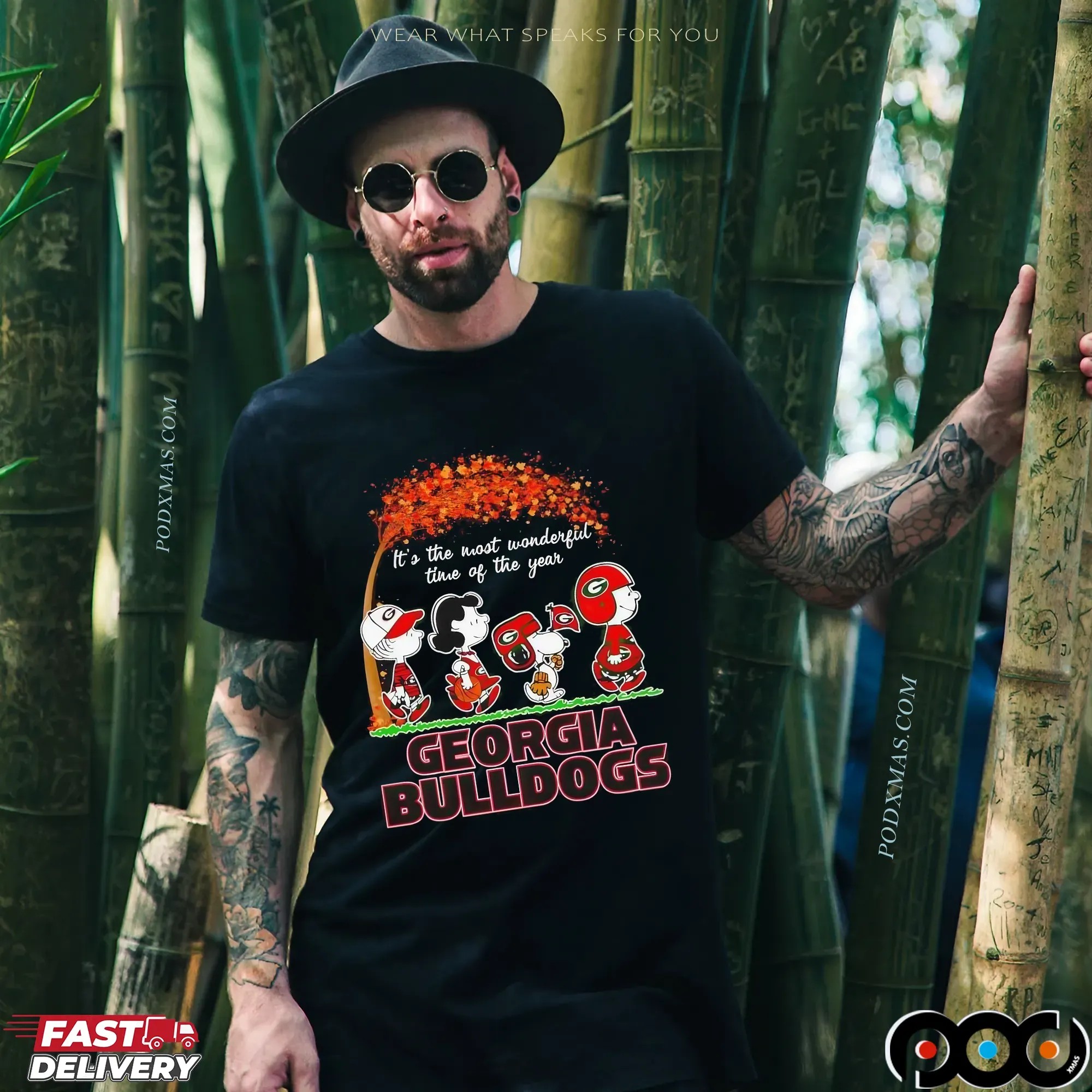 Peanuts Fall It’s The Most Wonderful Time Of The Year Georgia Bulldogs Holiday T Shirt