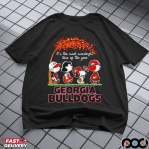 Peanuts Fall It’s The Most Wonderful Time Of The Year Georgia Bulldogs Holiday T Shirt