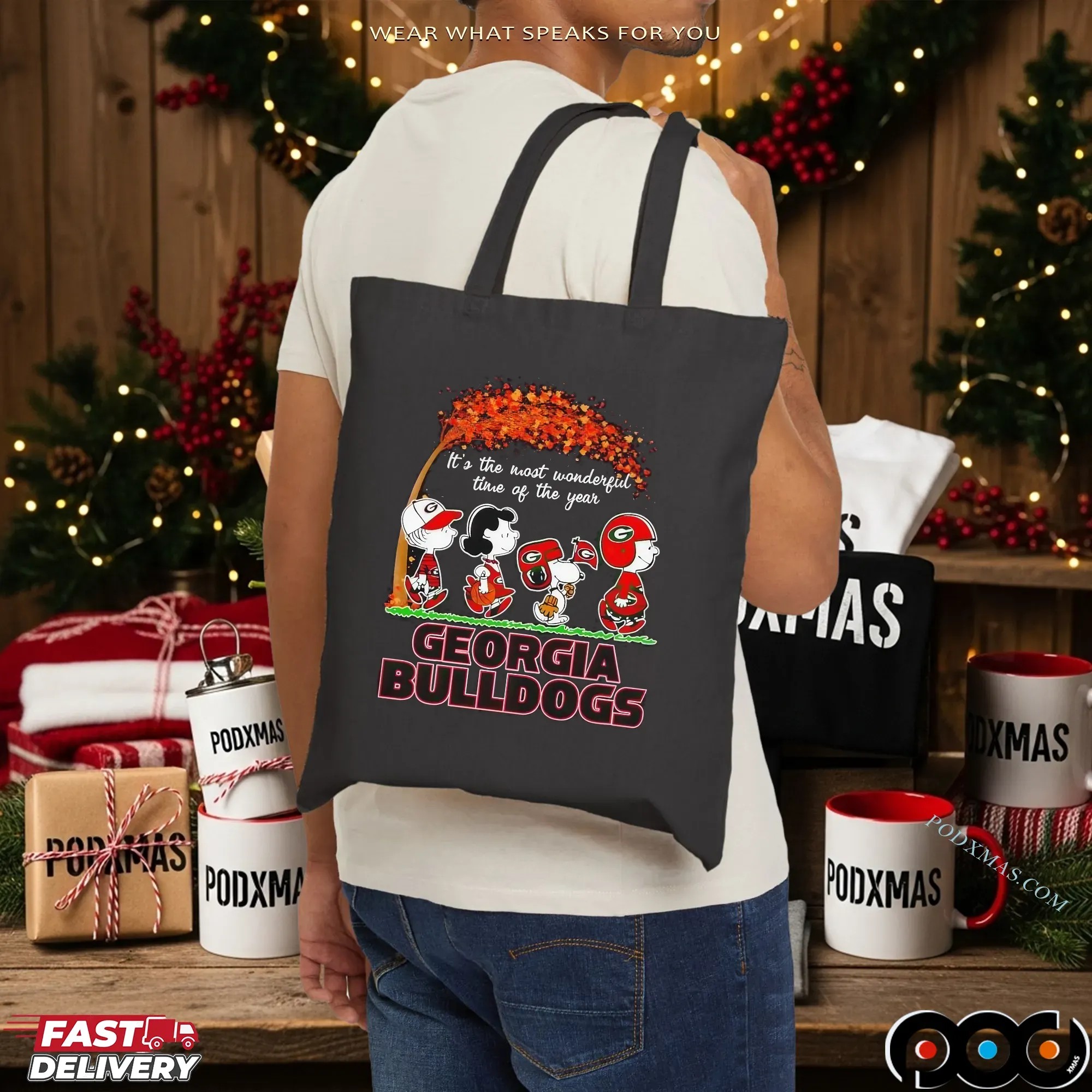 Peanuts Fall It’s The Most Wonderful Time Of The Year Georgia Bulldogs Holiday T Shirt