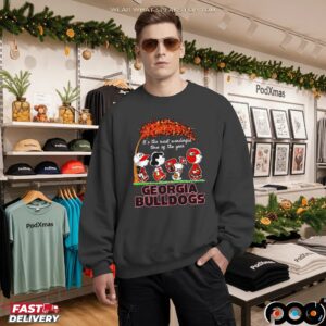 Peanuts Fall It’s The Most Wonderful Time Of The Year Georgia Bulldogs Holiday T Shirt