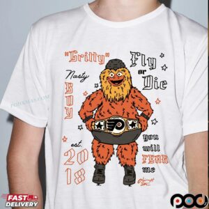Philadelphia Flyers Gritty Fly Or Die You Will Fear Me Est 2018 T Shirt