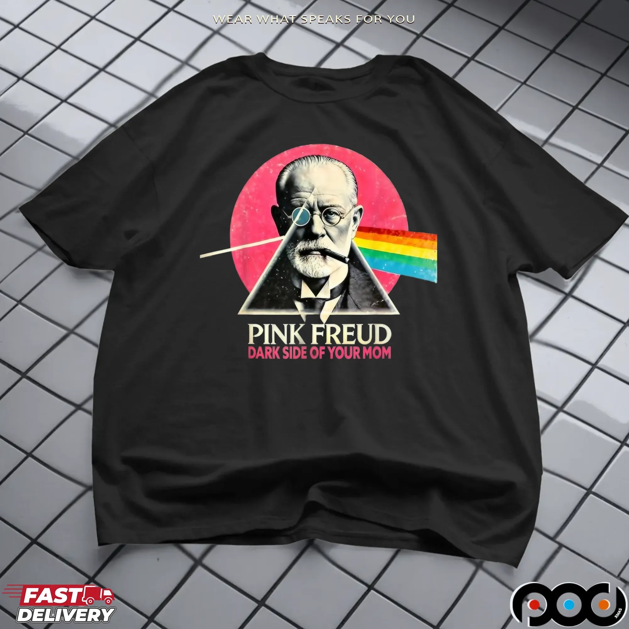 Pink Freud Dark Side of Your Mom Psychology Graphic T Shirt