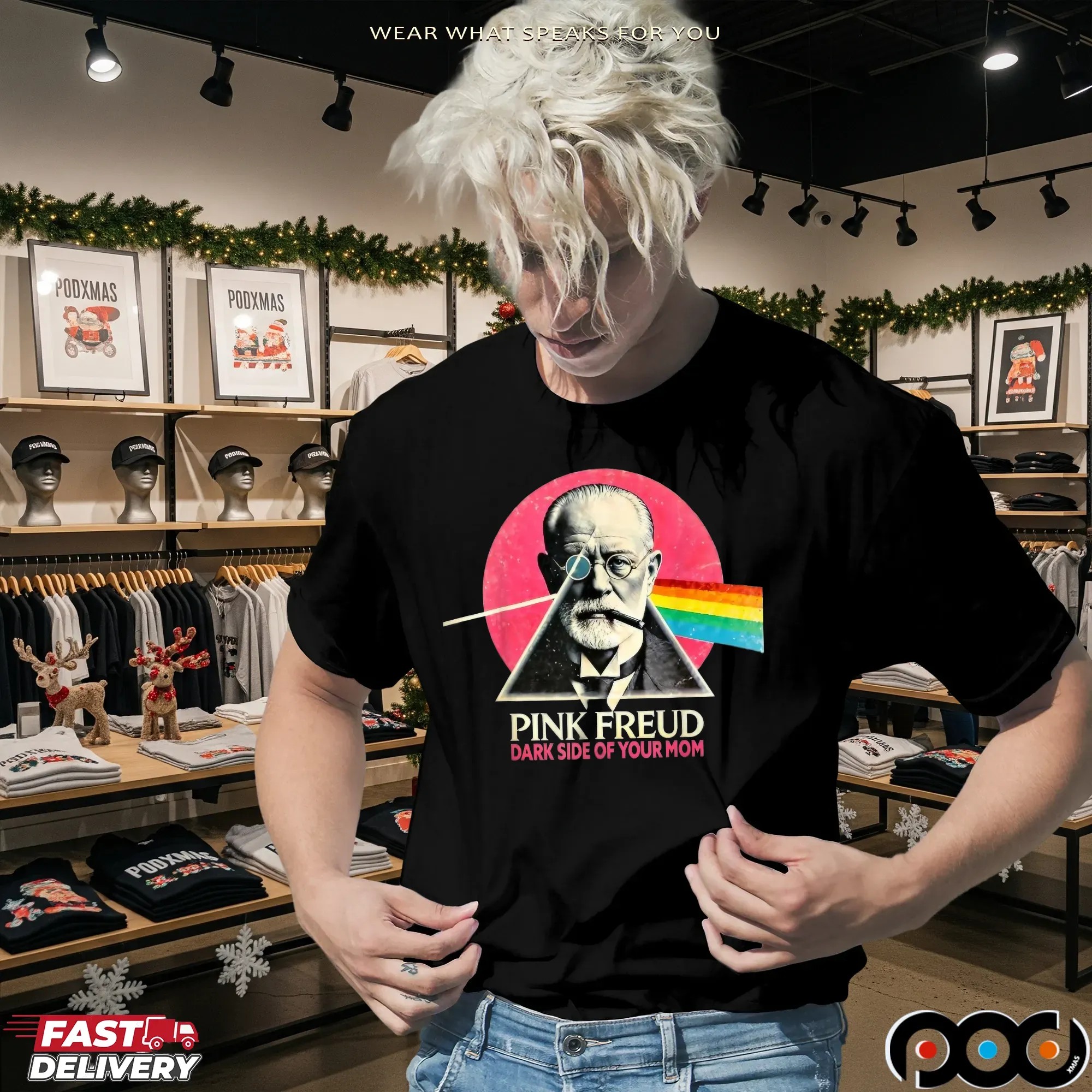 Pink Freud Dark Side of Your Mom Psychology Graphic T Shirt
