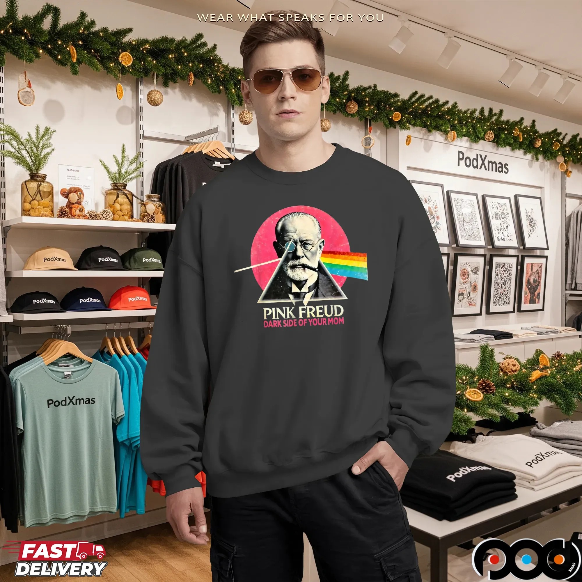 Pink Freud Dark Side of Your Mom Psychology Graphic T Shirt