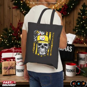 Pittsburgh Steelers Football Skull Usa Flag Hip Hop T Shirt