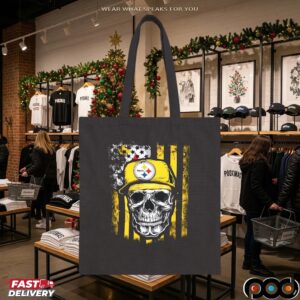 Pittsburgh Steelers Football Skull Usa Flag Hip Hop T Shirt
