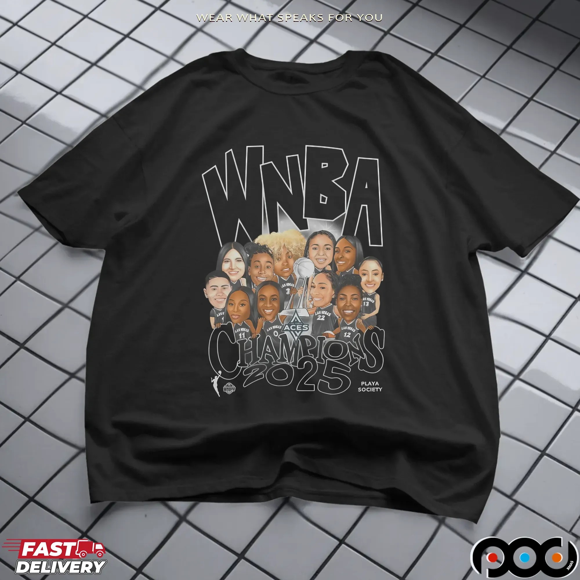 Playa Society 2025 WNBA Champs Roster T-Shirt