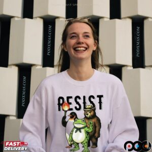 Portland Frog Resist Animals Protest Art Penguin Frog Bear T Shirt