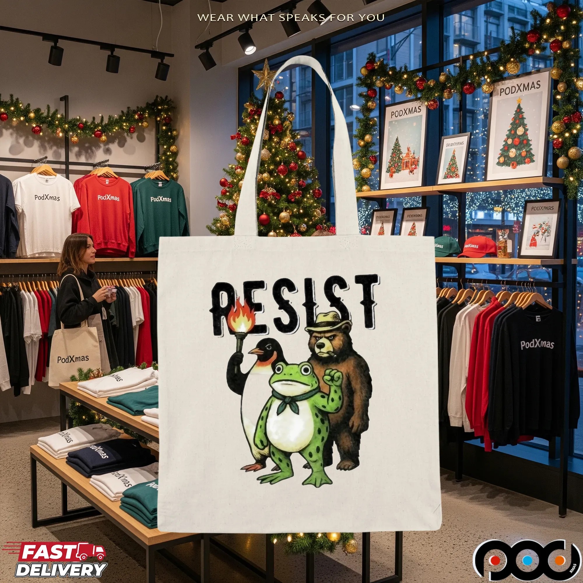 Portland Frog Resist Animals Protest Art Penguin Frog Bear T Shirt