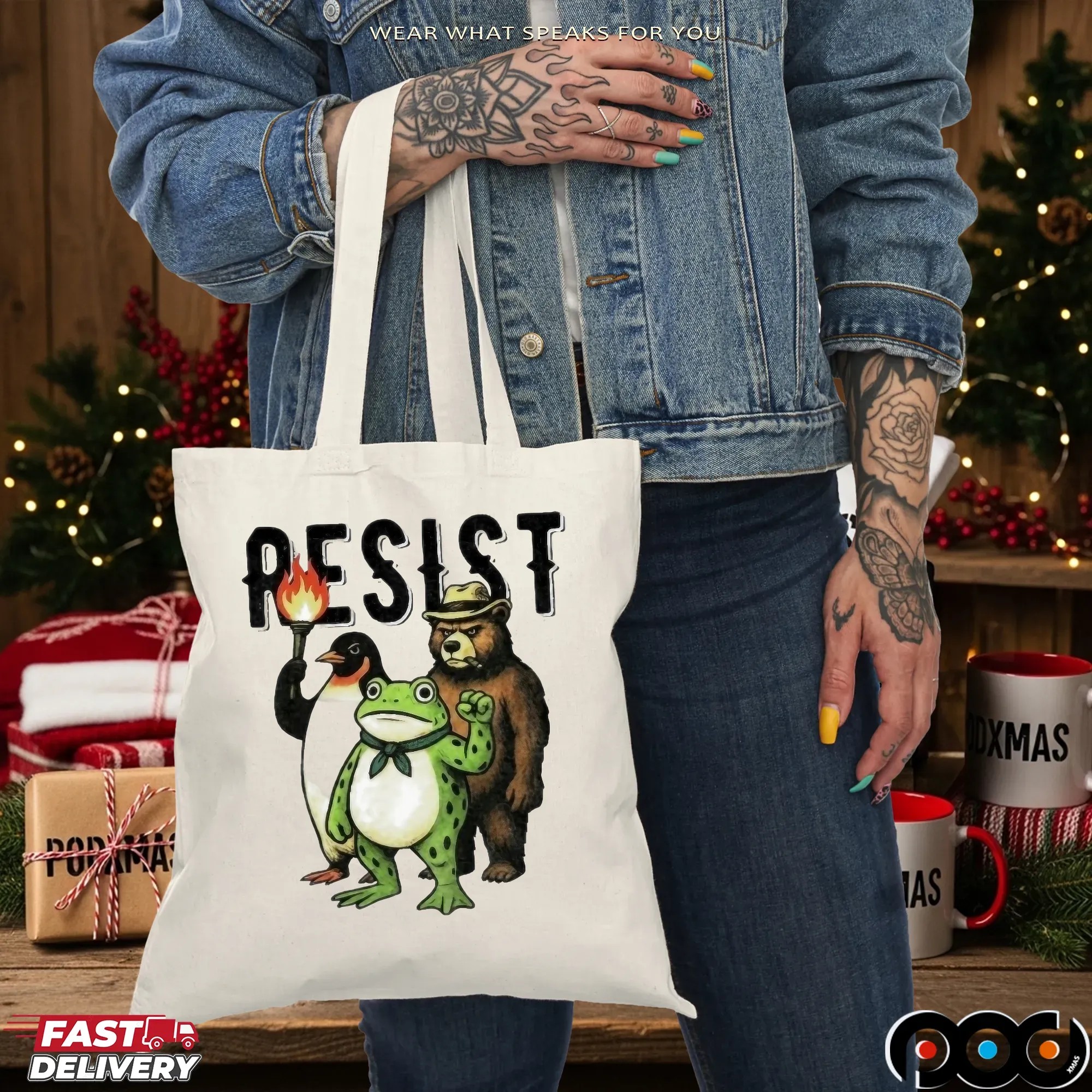 Portland Frog Resist Animals Protest Art Penguin Frog Bear T Shirt