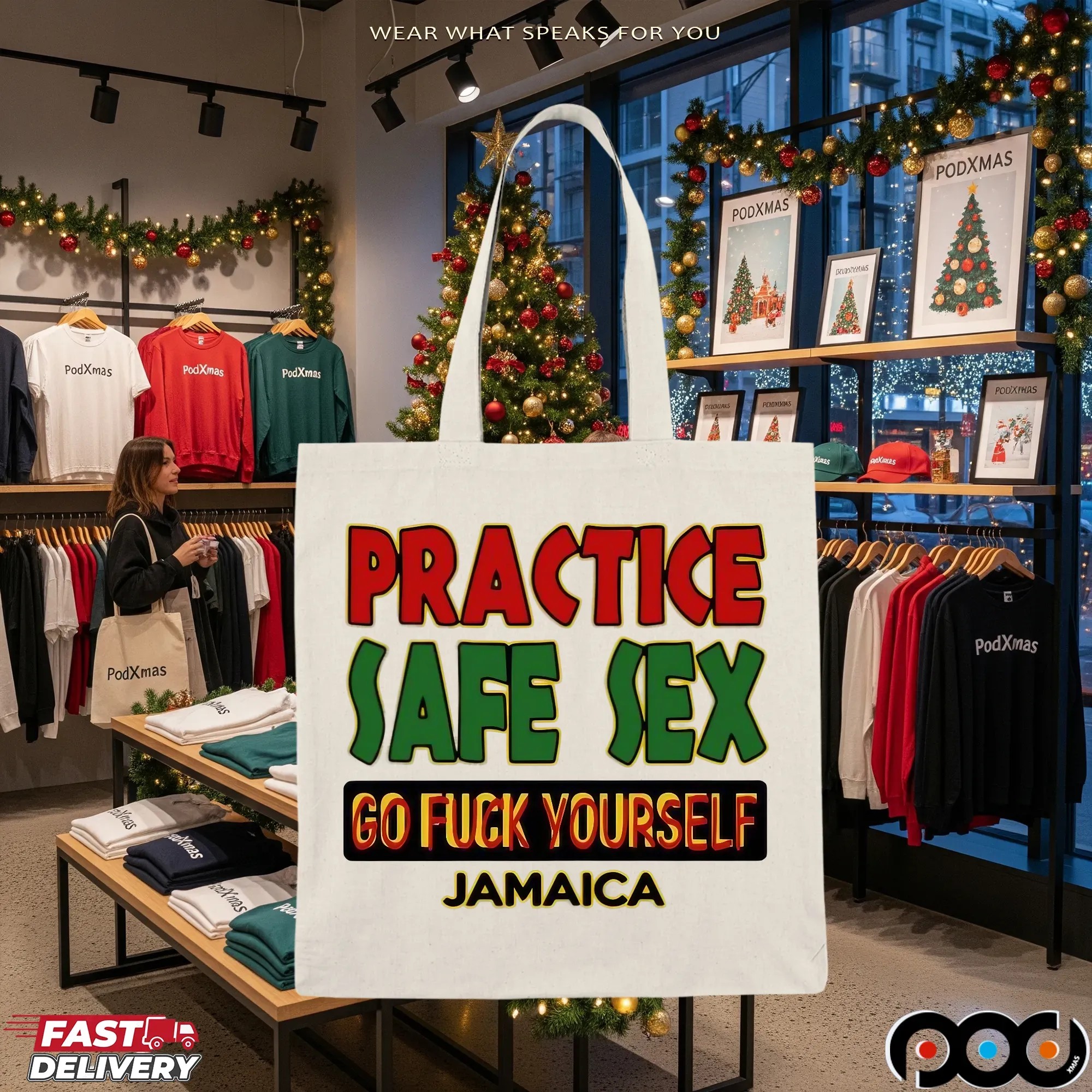 Practice Safe Sex Go Fuck Yourself Jamaica Bold Text T Shirt