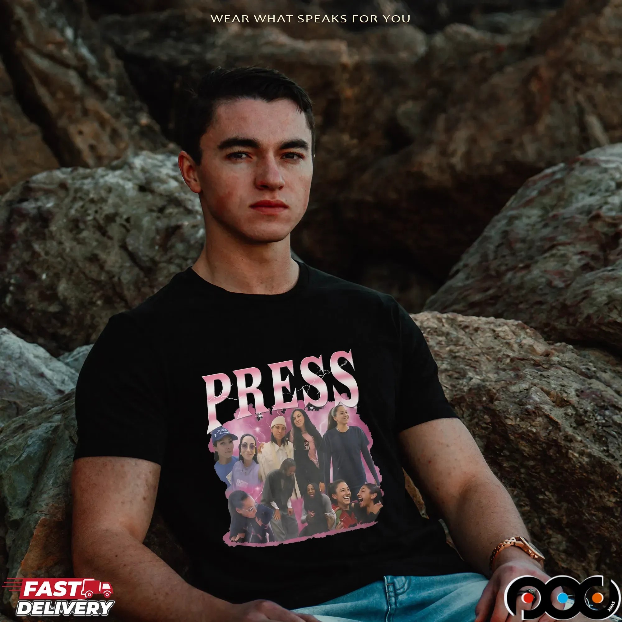 Press Pink Lightning Collage Basketball Players shirt
