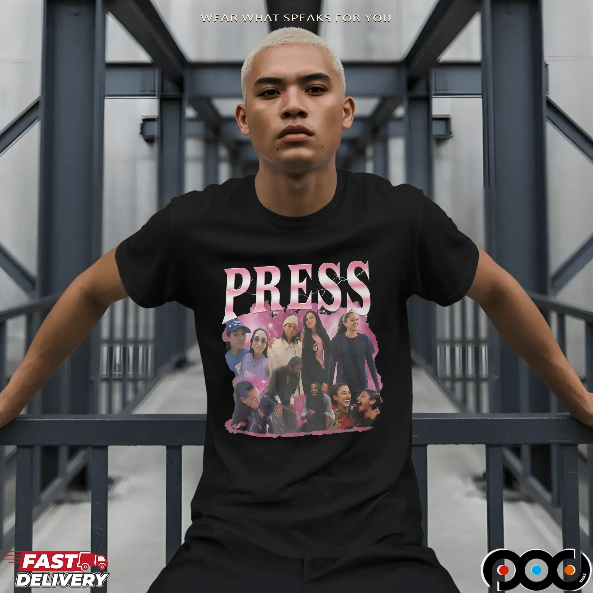 Press Pink Lightning Collage Basketball Players shirt