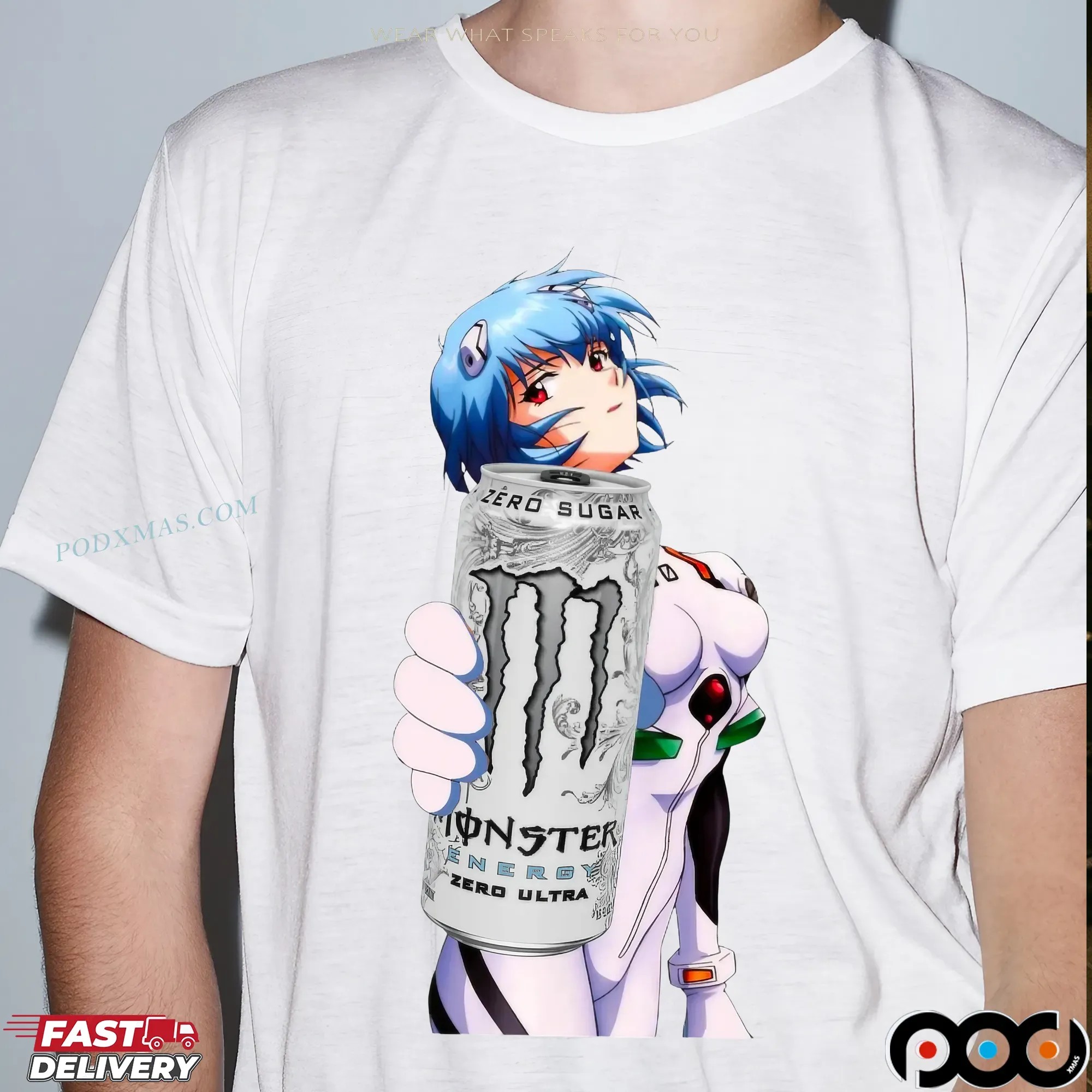 Rei Ayanami Monster Energy Neon Genesis Evangelion Anime T Shirt
