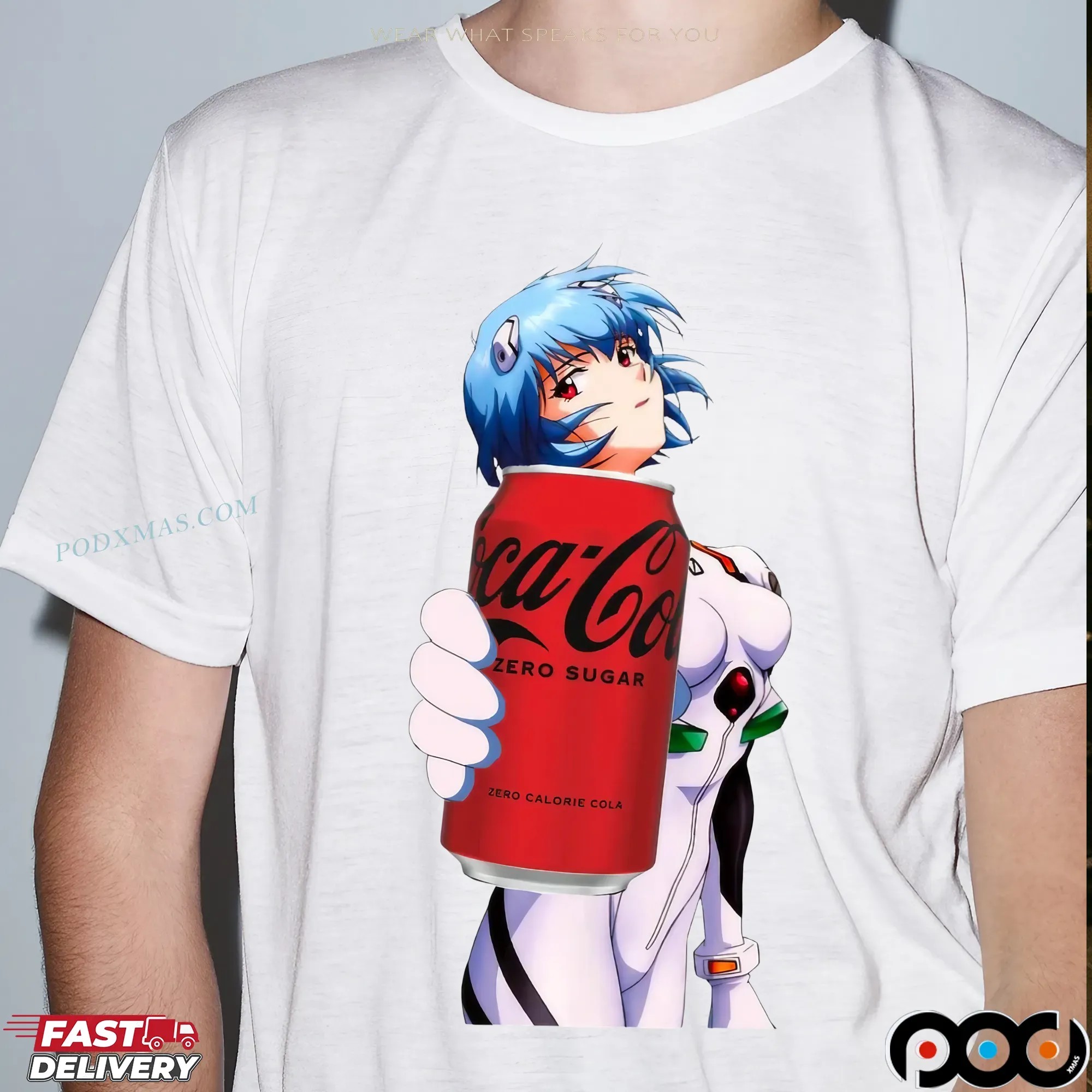 Rei Ayanami Neon Genesis Evangelion Anime Coca Cola Zero Sugar T Shirt