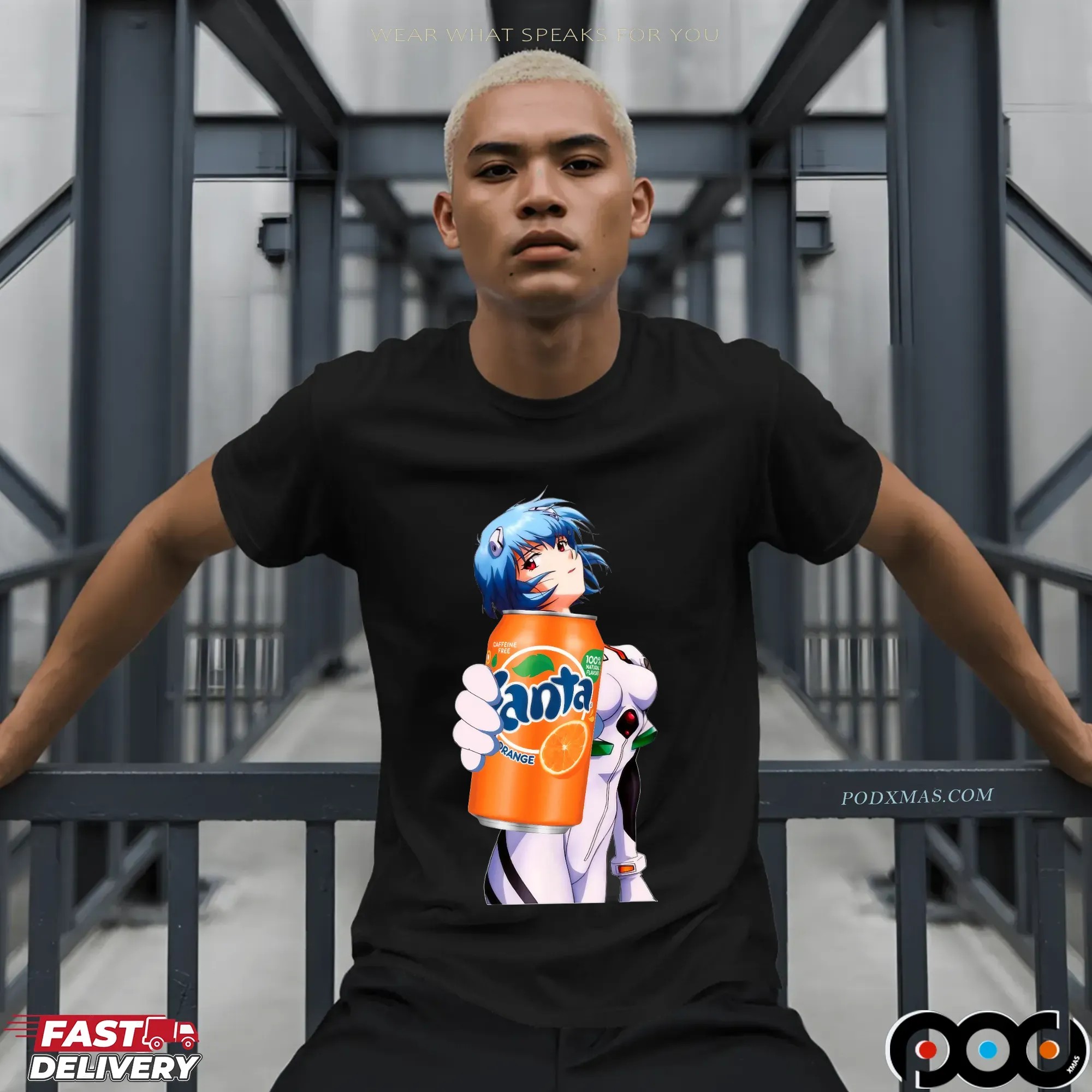 Rei Ayanami Orange Fanta Soft Drink Evangelion Anime T Shirt