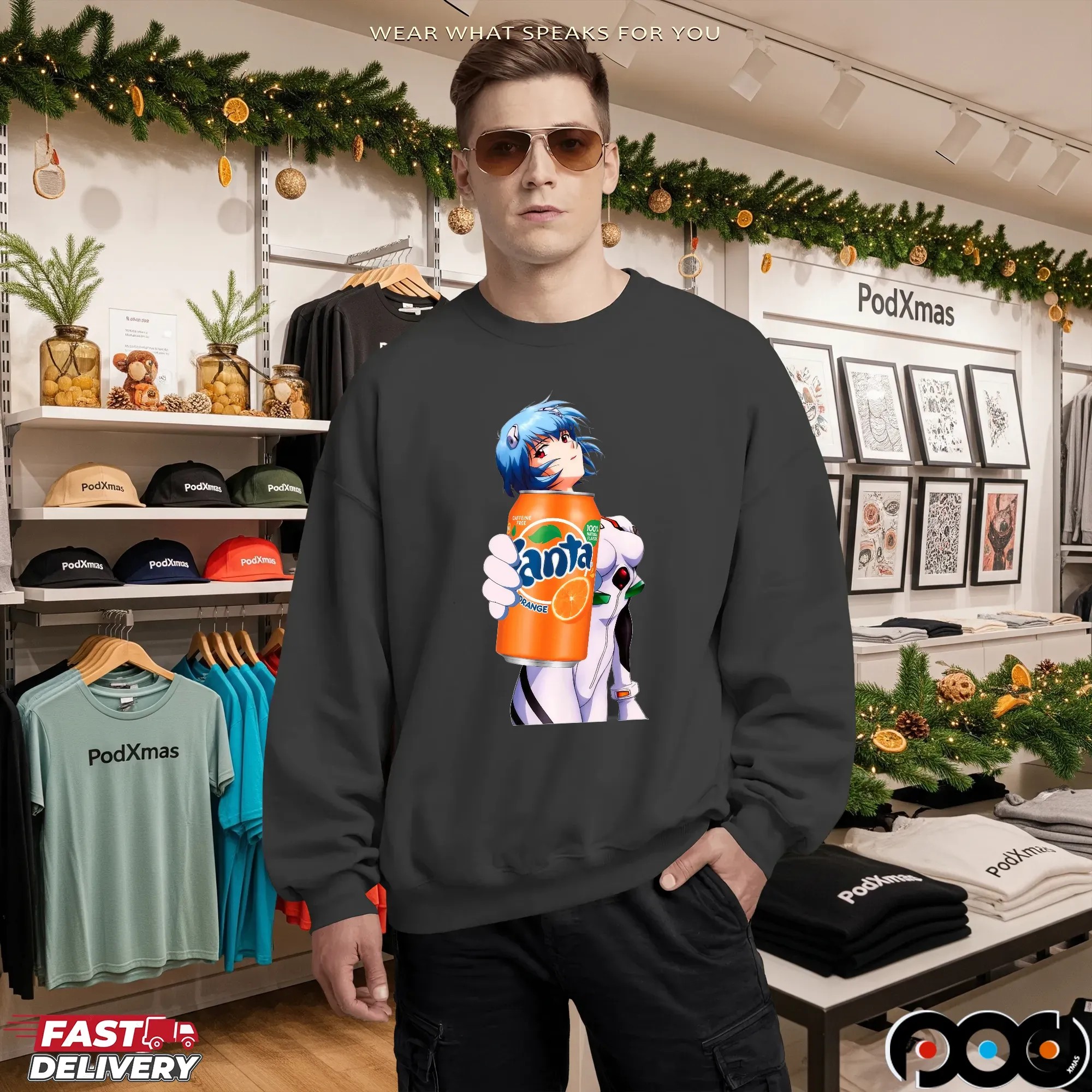 Rei Ayanami Orange Fanta Soft Drink Evangelion Anime T Shirt