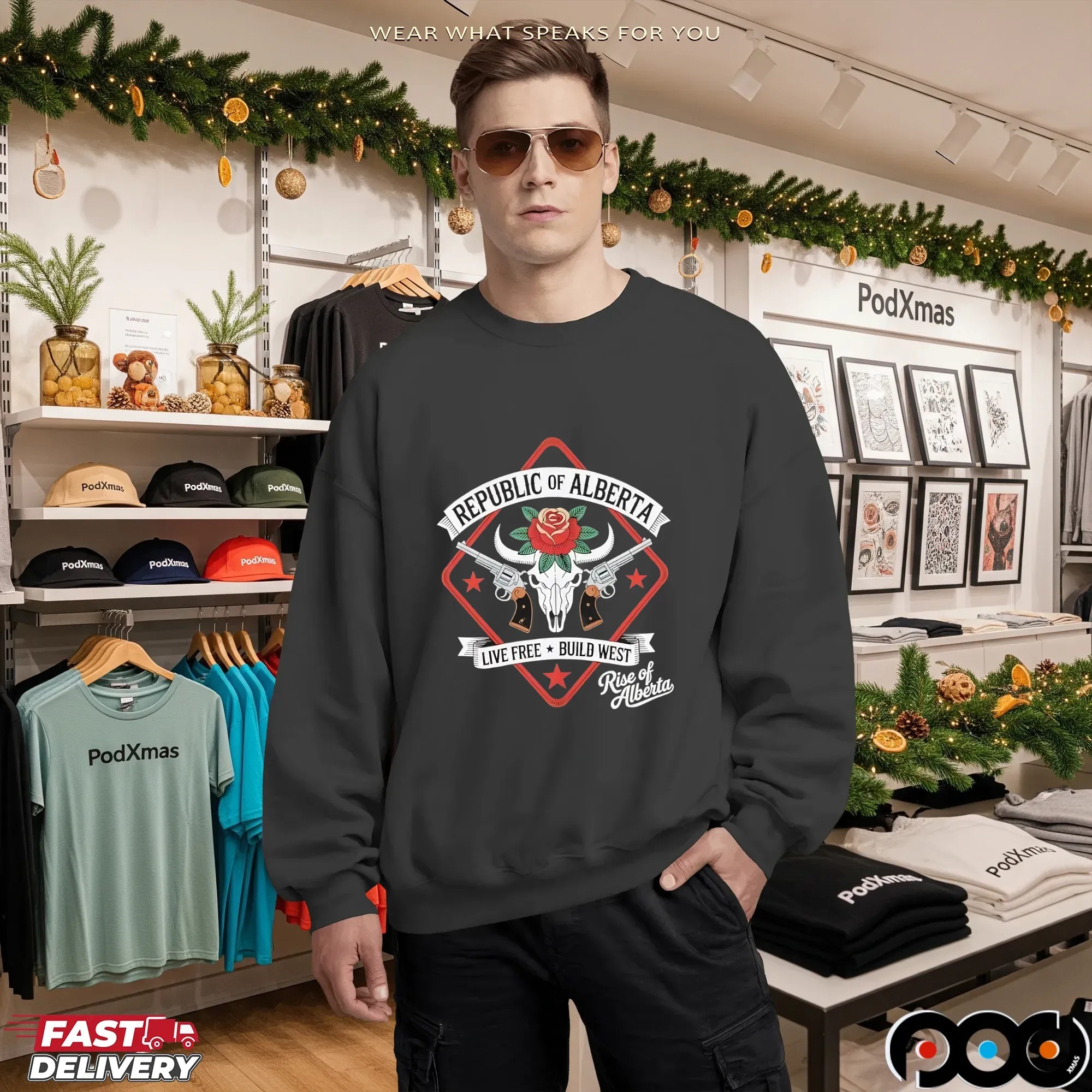 Republic of Alberta Live free build West Gunslinger shirt