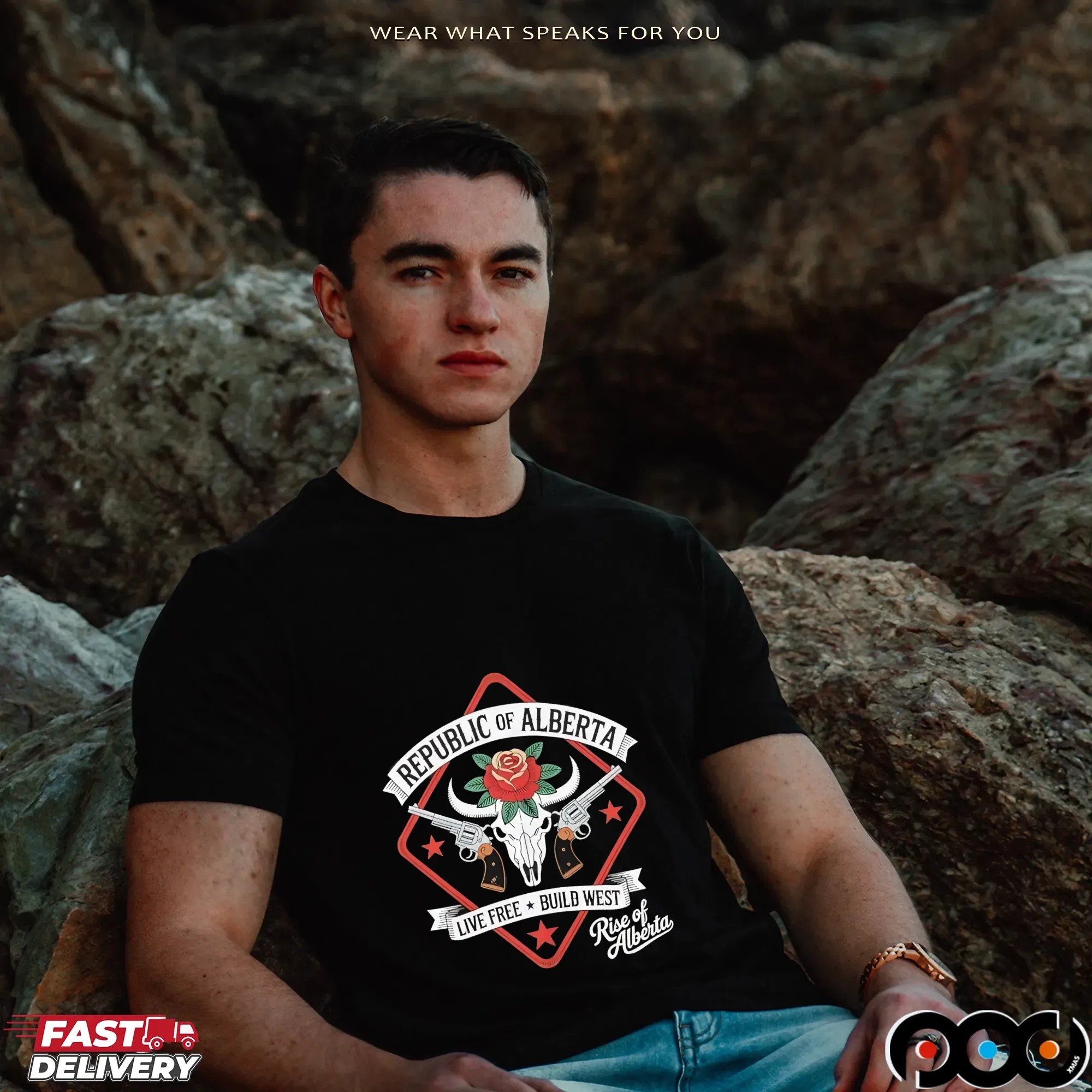 Republic of Alberta Live free build West Gunslinger shirt