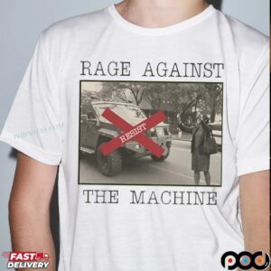 Resist Rage Against The Machine Vintage New York Woman Photo T Shirt