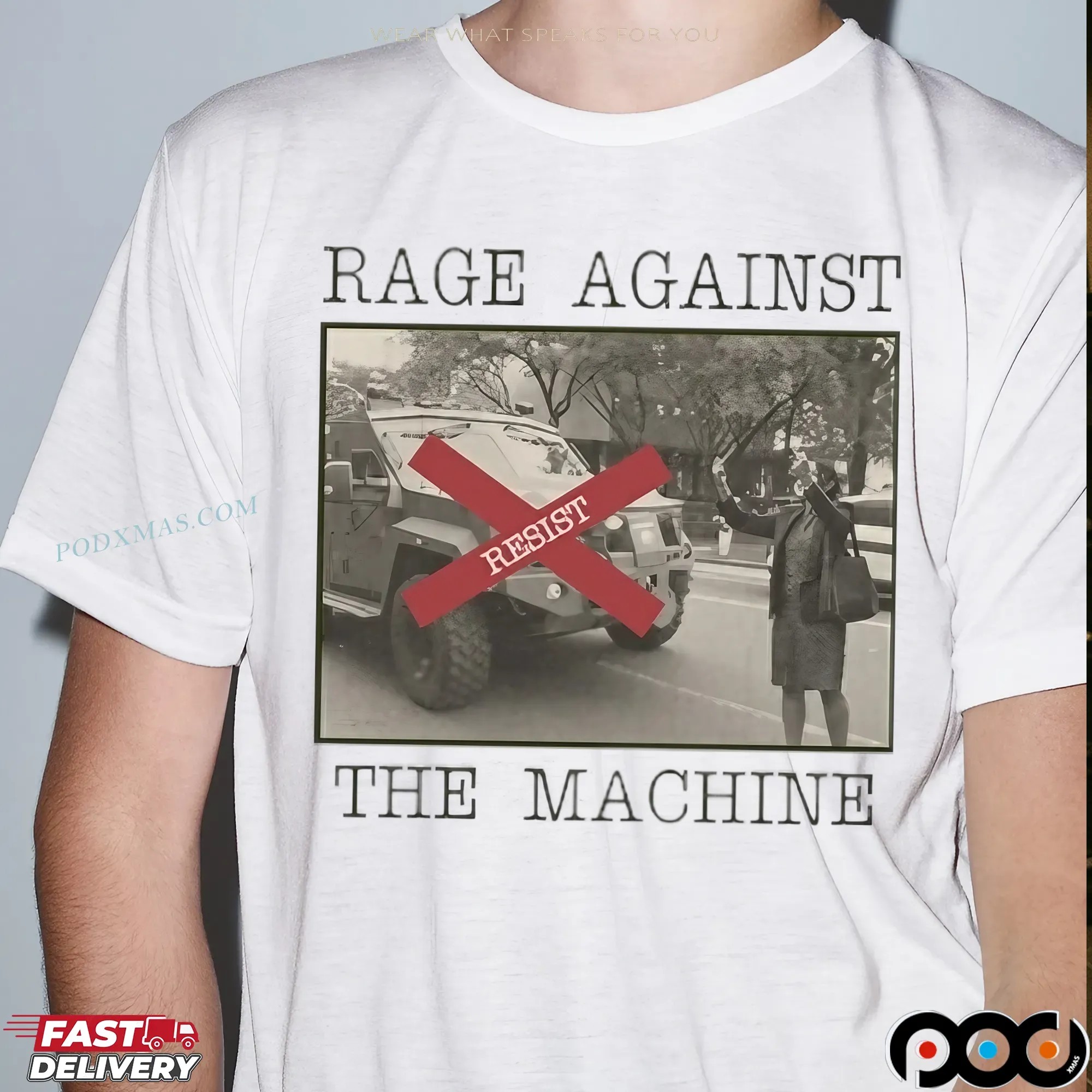 Resist Rage Against The Machine Vintage New York Woman Photo T Shirt