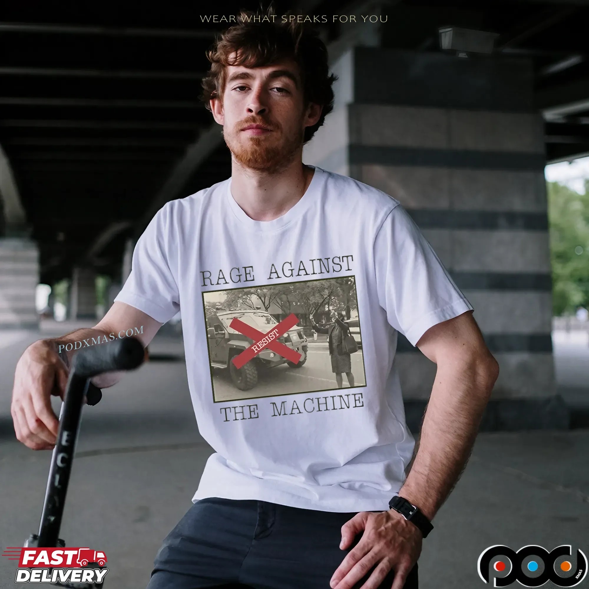 Resist Rage Against The Machine Vintage New York Woman Photo T Shirt