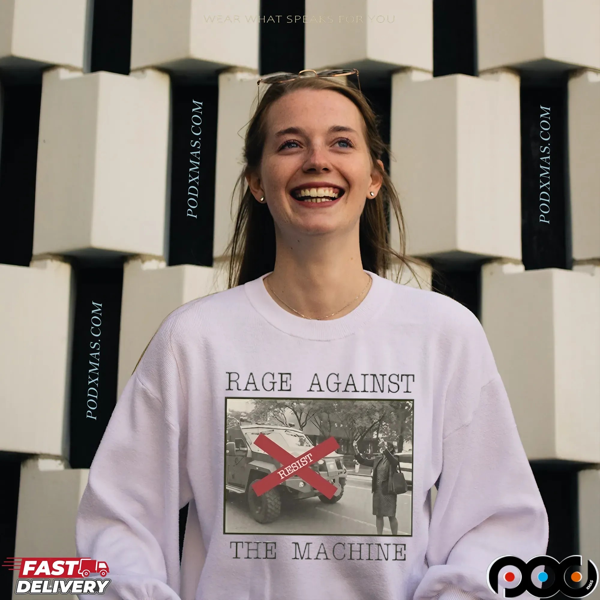 Resist Rage Against The Machine Vintage New York Woman Photo T Shirt