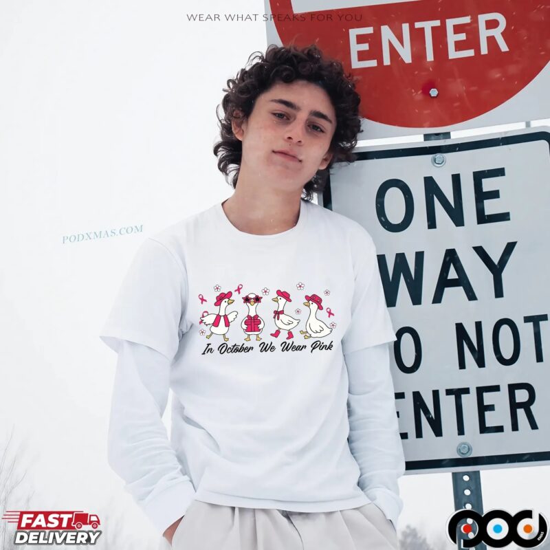 Breast Cancer Goose, In October We Wear Pink Shirt Design, Preppy Breast Cancer, Together We Fight, Pink Coquette Bow Shirt Breast Cancer Goose, In October We Wear Pink Shirt Design, Preppy Breast Cancer, Together We Fight, Pink Coquette Bow Shirt