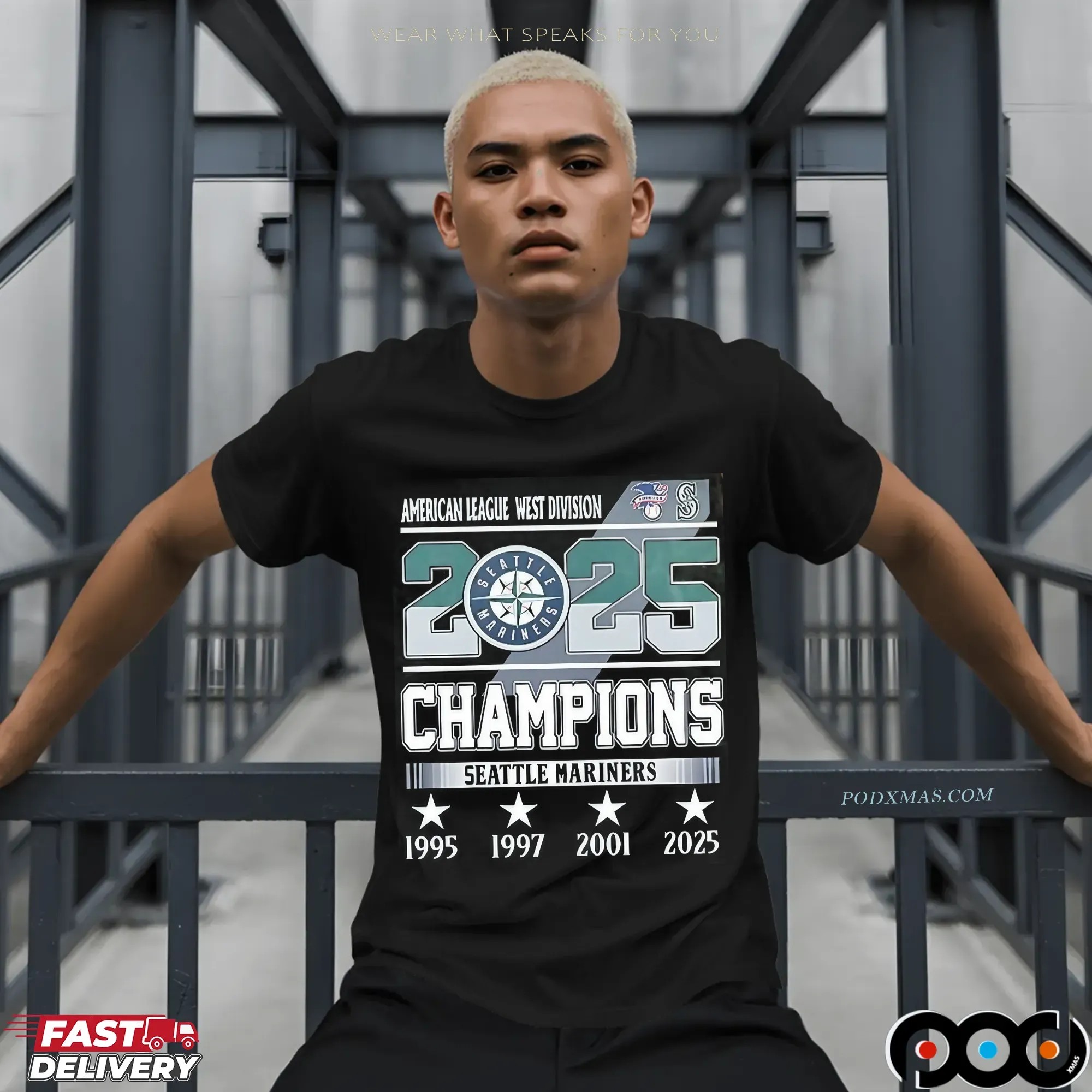 Seattle Mariners 4x Champions 2025 Al West Players Number And Name T Shirt
