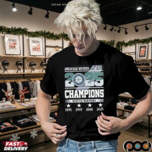 Seattle Mariners 4x Champions 2025 Al West Players Number And Name T Shirt