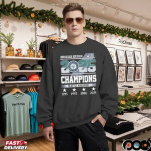 Seattle Mariners 4x Champions 2025 Al West Players Number And Name T Shirt