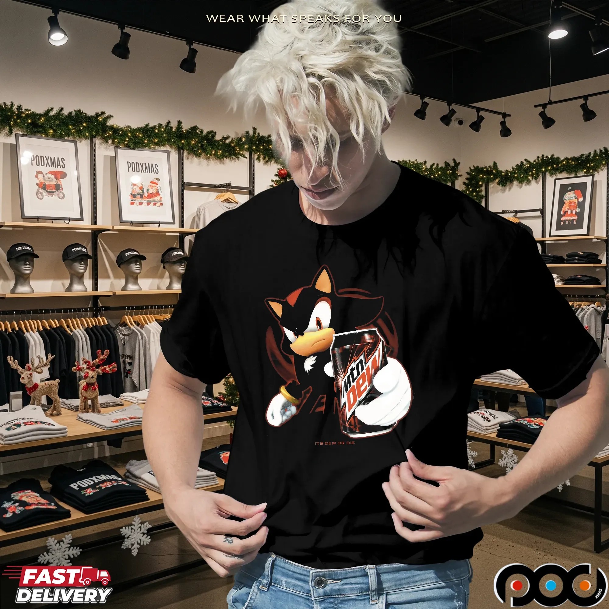 Shadow The Hedgehog Mtn Dew Energy Its Dew Or Die Sonic Mashup T Shirt