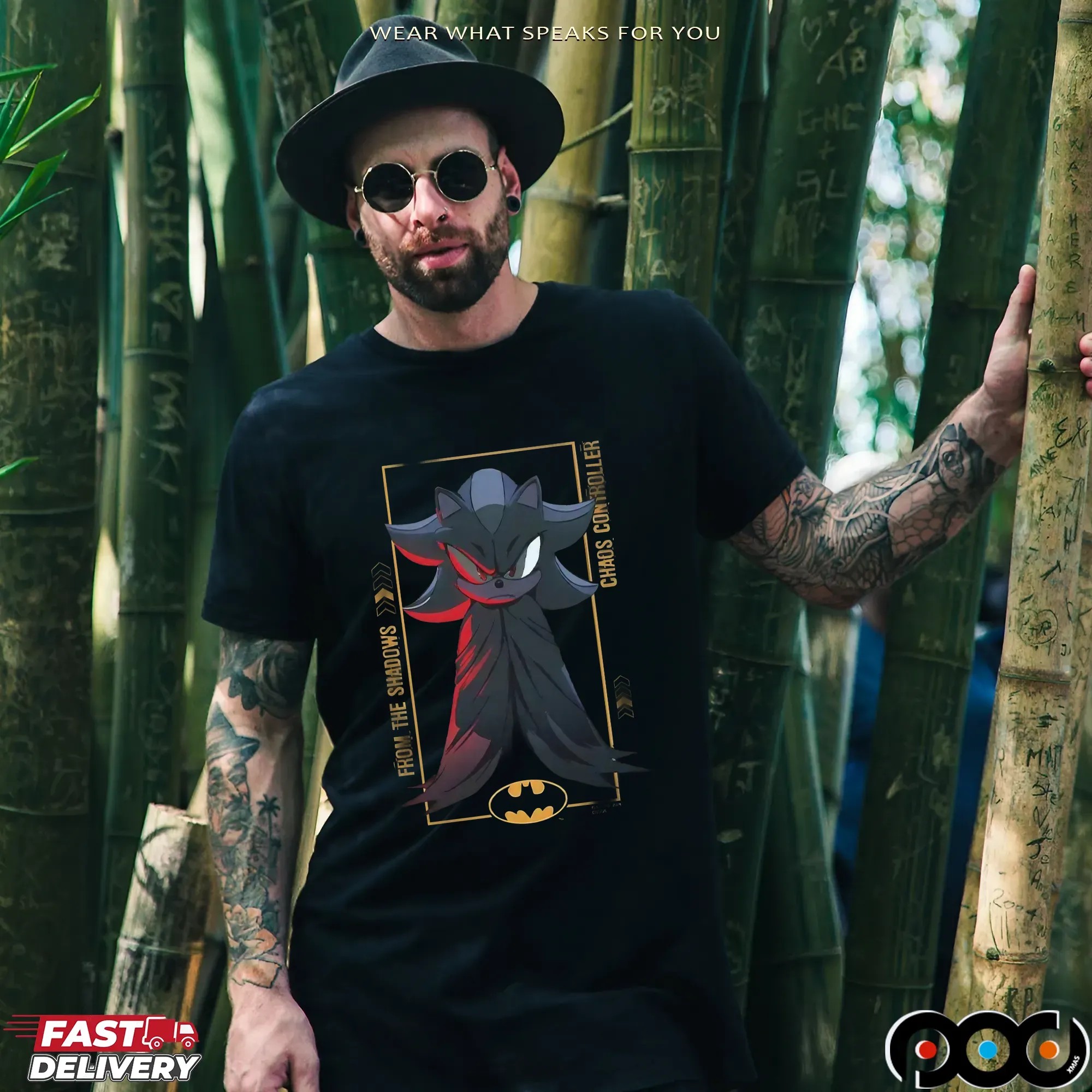 Shadow The Hedgehog and Batman From The Shadows Chaos Controller Mashup T Shirt