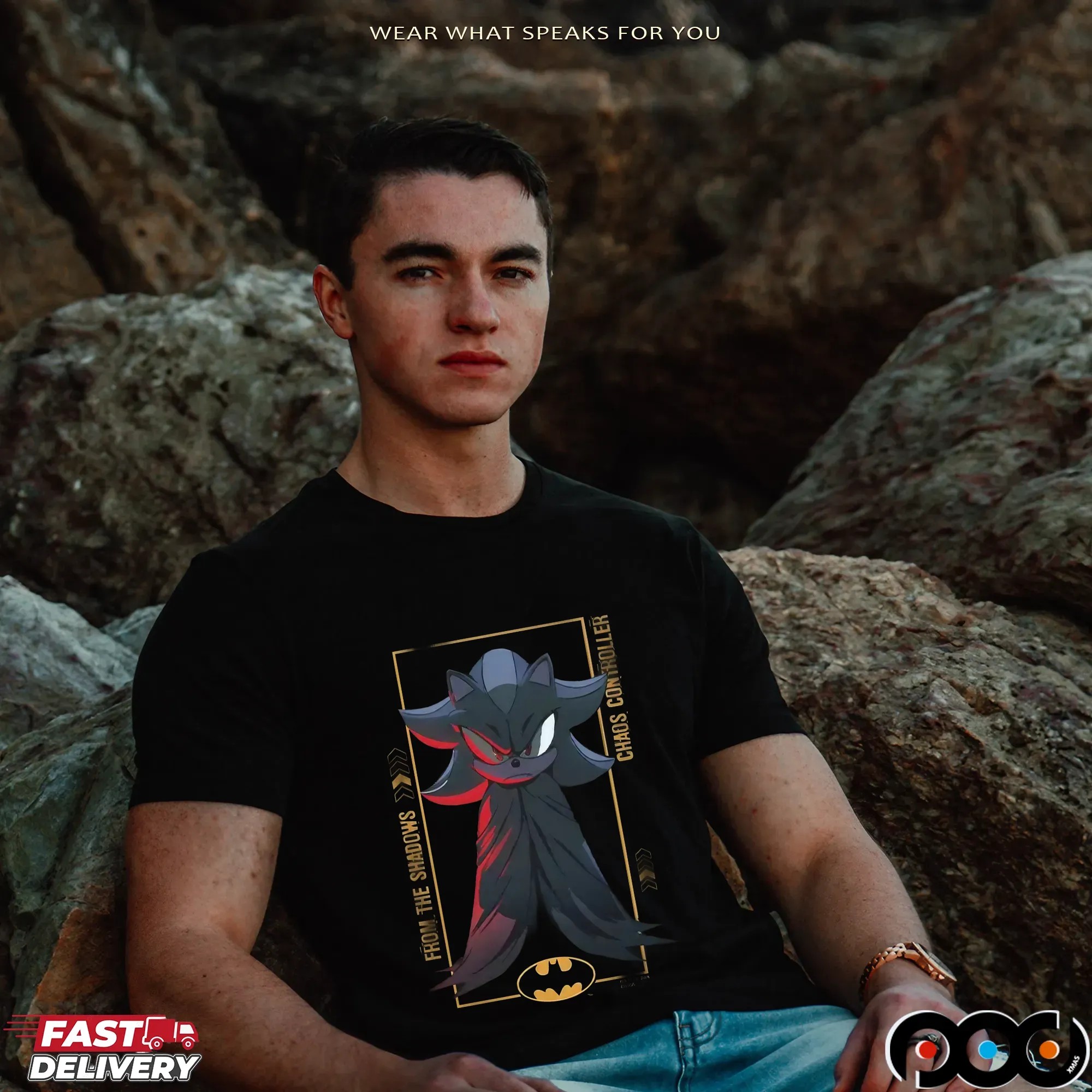 Shadow The Hedgehog and Batman From The Shadows Chaos Controller Mashup T Shirt