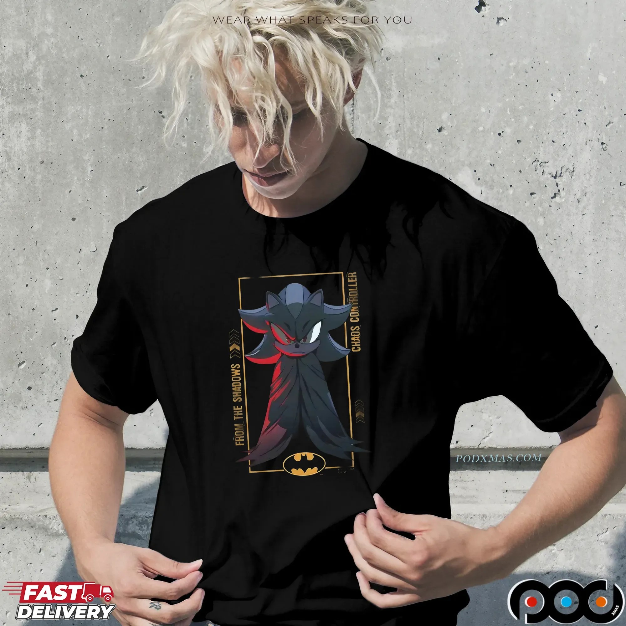 Shadow The Hedgehog and Batman From The Shadows Chaos Controller Mashup T Shirt
