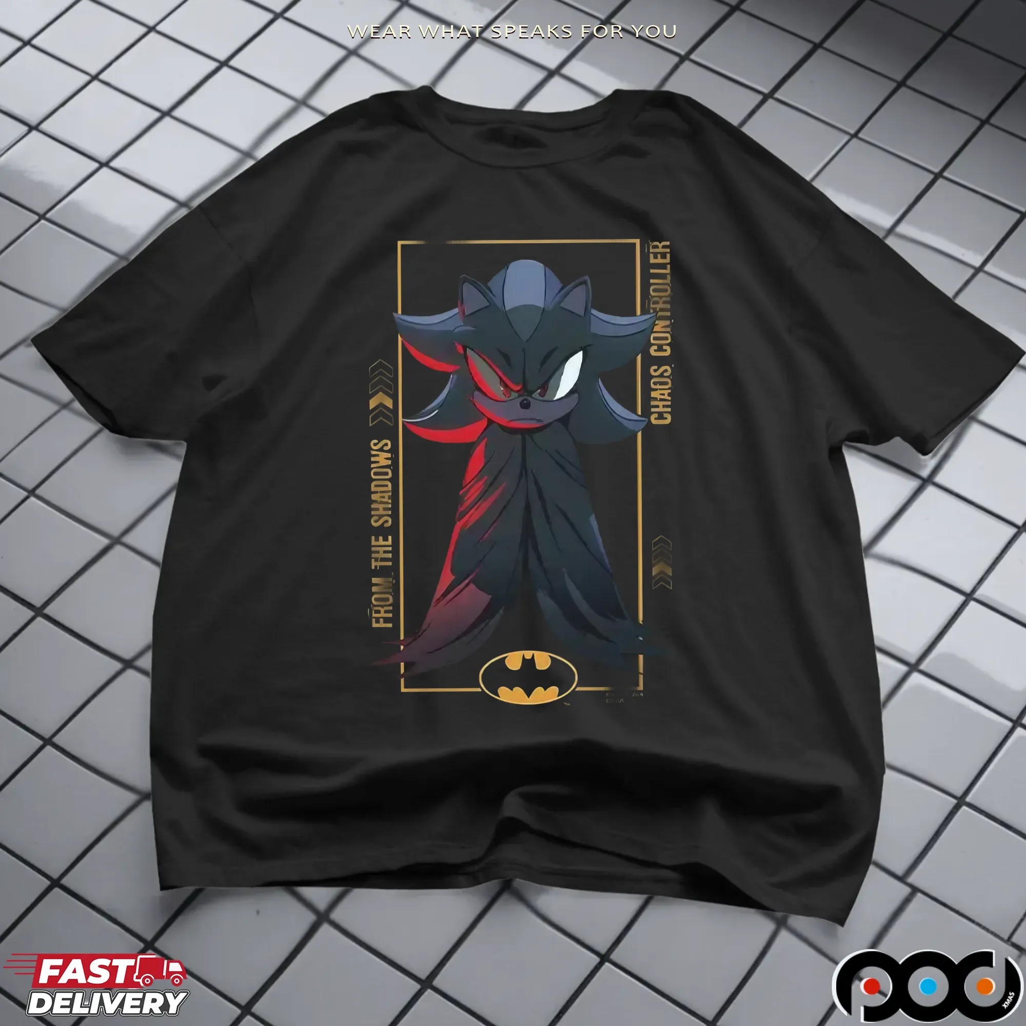 Shadow The Hedgehog and Batman From The Shadows Chaos Controller Mashup T Shirt