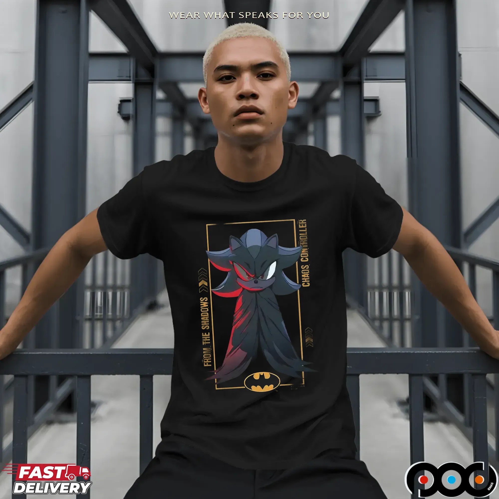 Shadow The Hedgehog and Batman From The Shadows Chaos Controller Mashup T Shirt