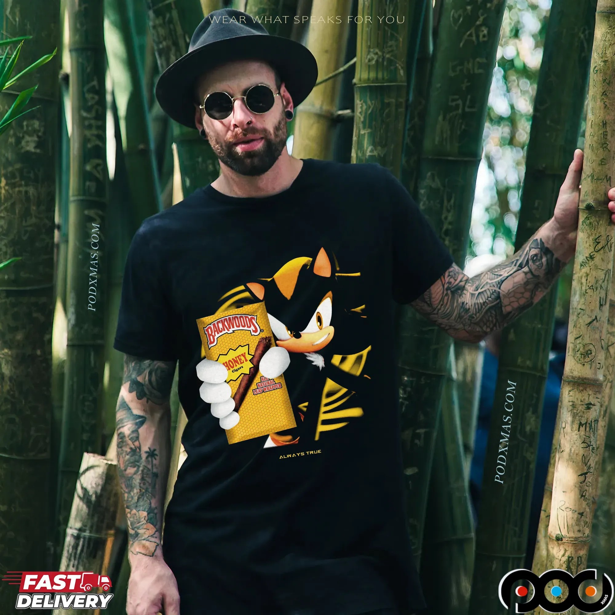 Shadow the Hedgehog x Backwoods Honey Cigars Always True Parody T Shirt