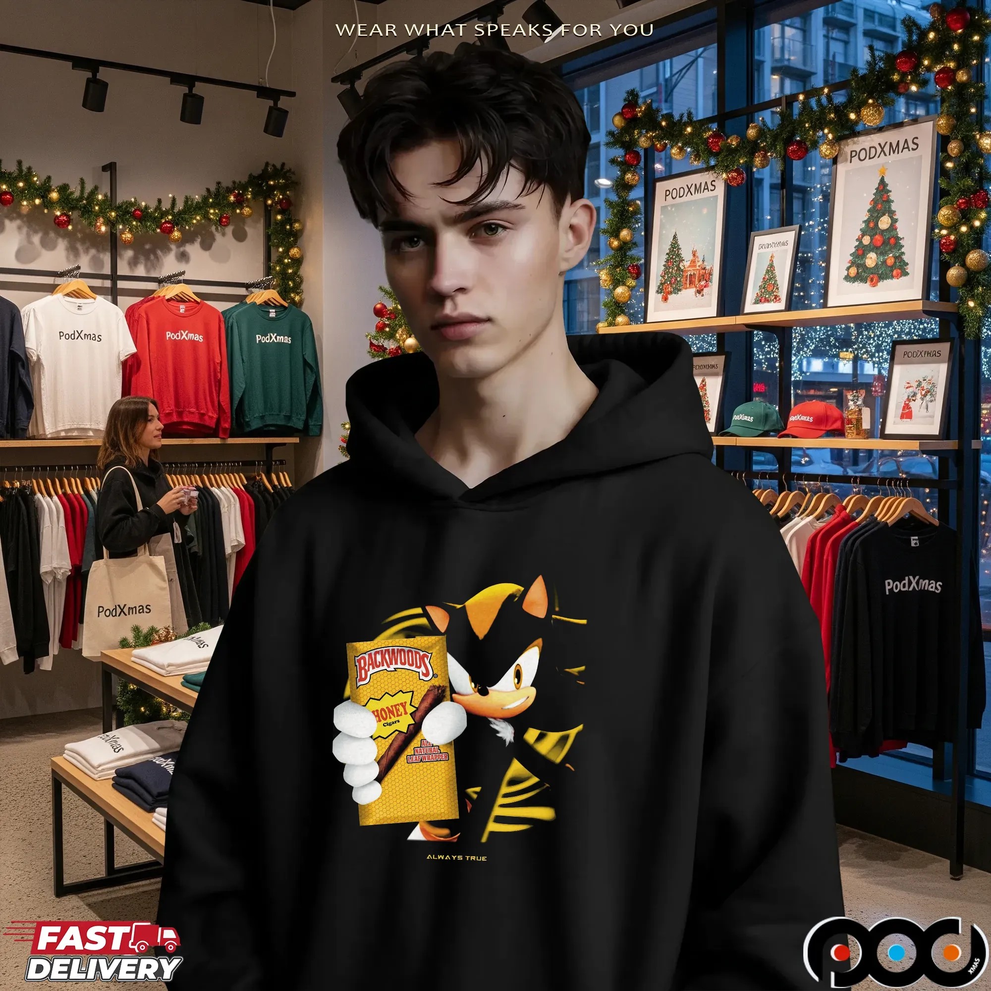 Shadow the Hedgehog x Backwoods Honey Cigars Always True Parody T Shirt