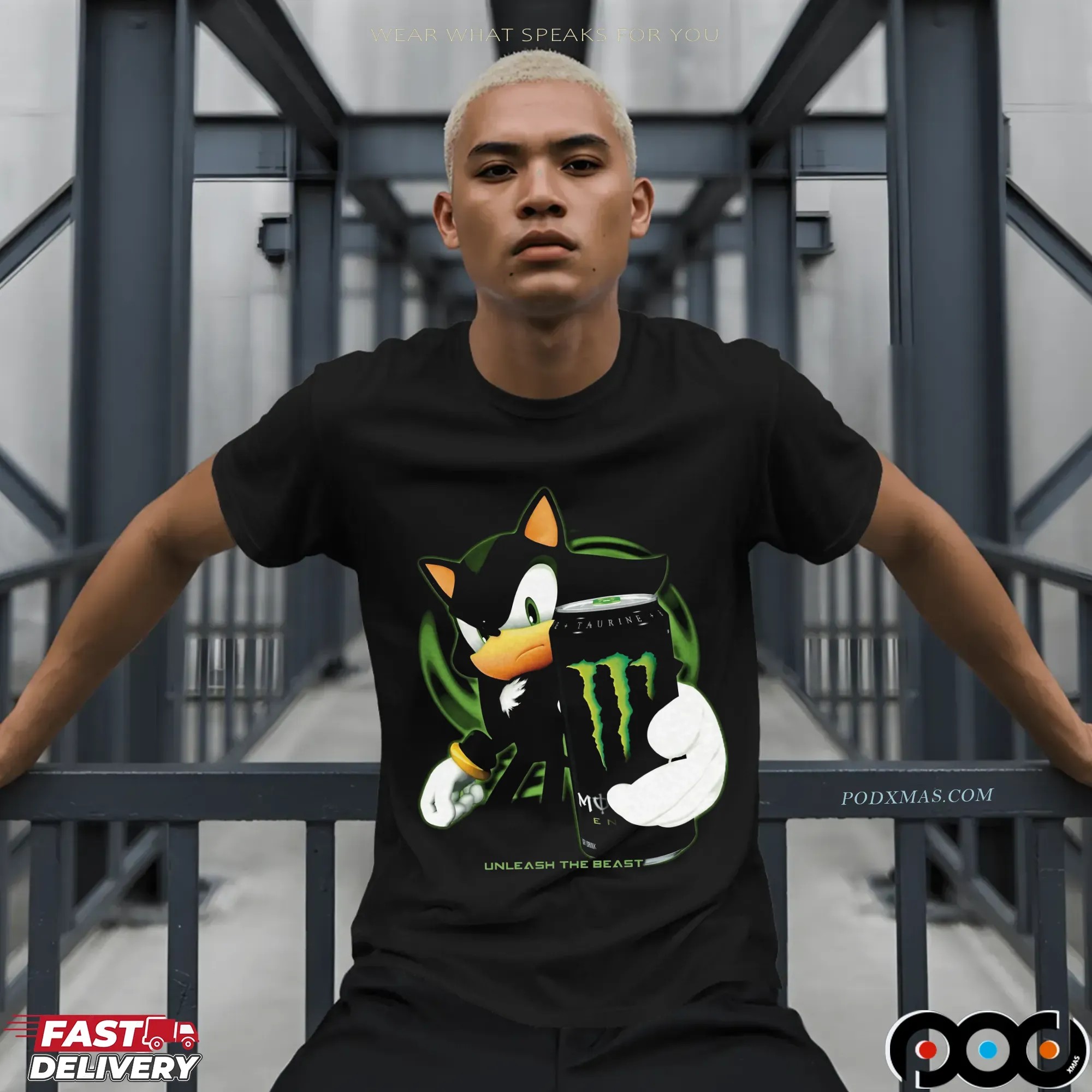 Shadow the Hedgehog x Monster Energy Unleash the Beast Parody T Shirt