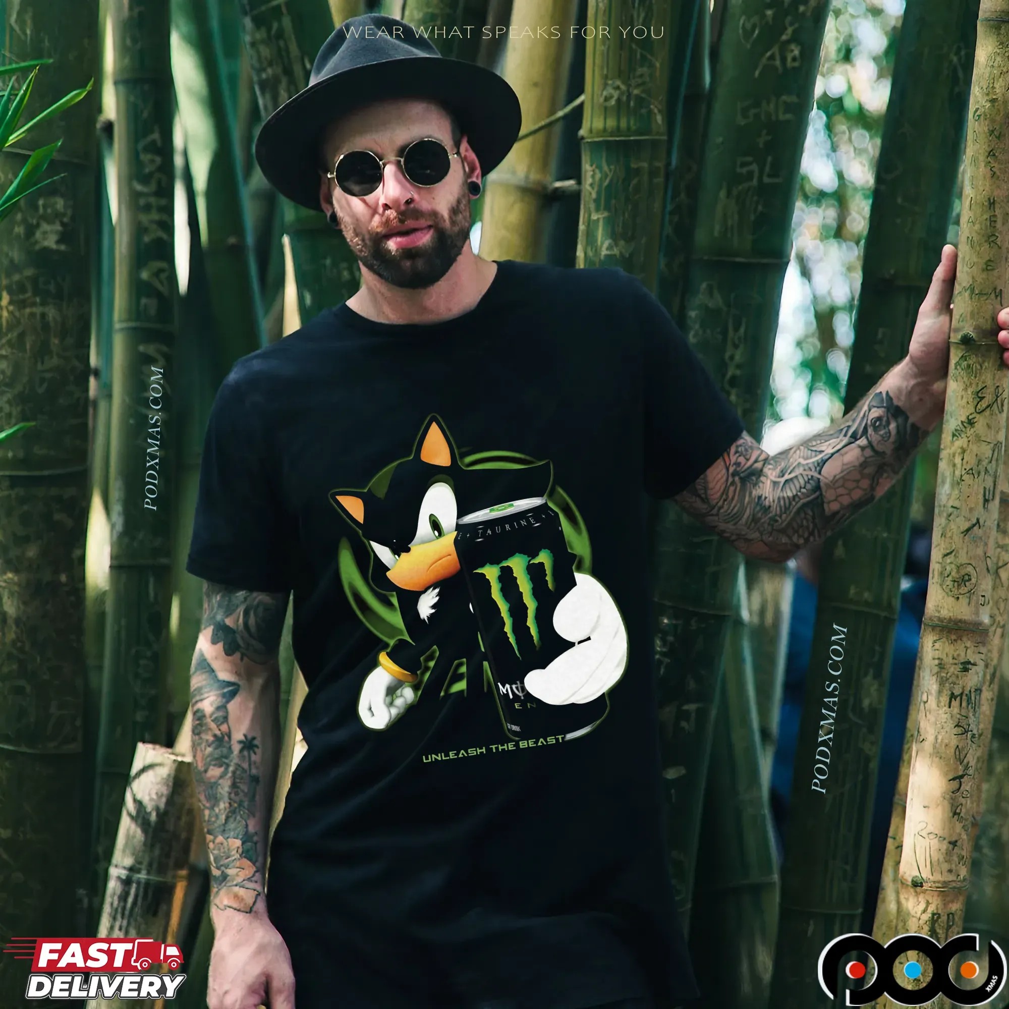 Shadow the Hedgehog x Monster Energy Unleash the Beast Parody T Shirt