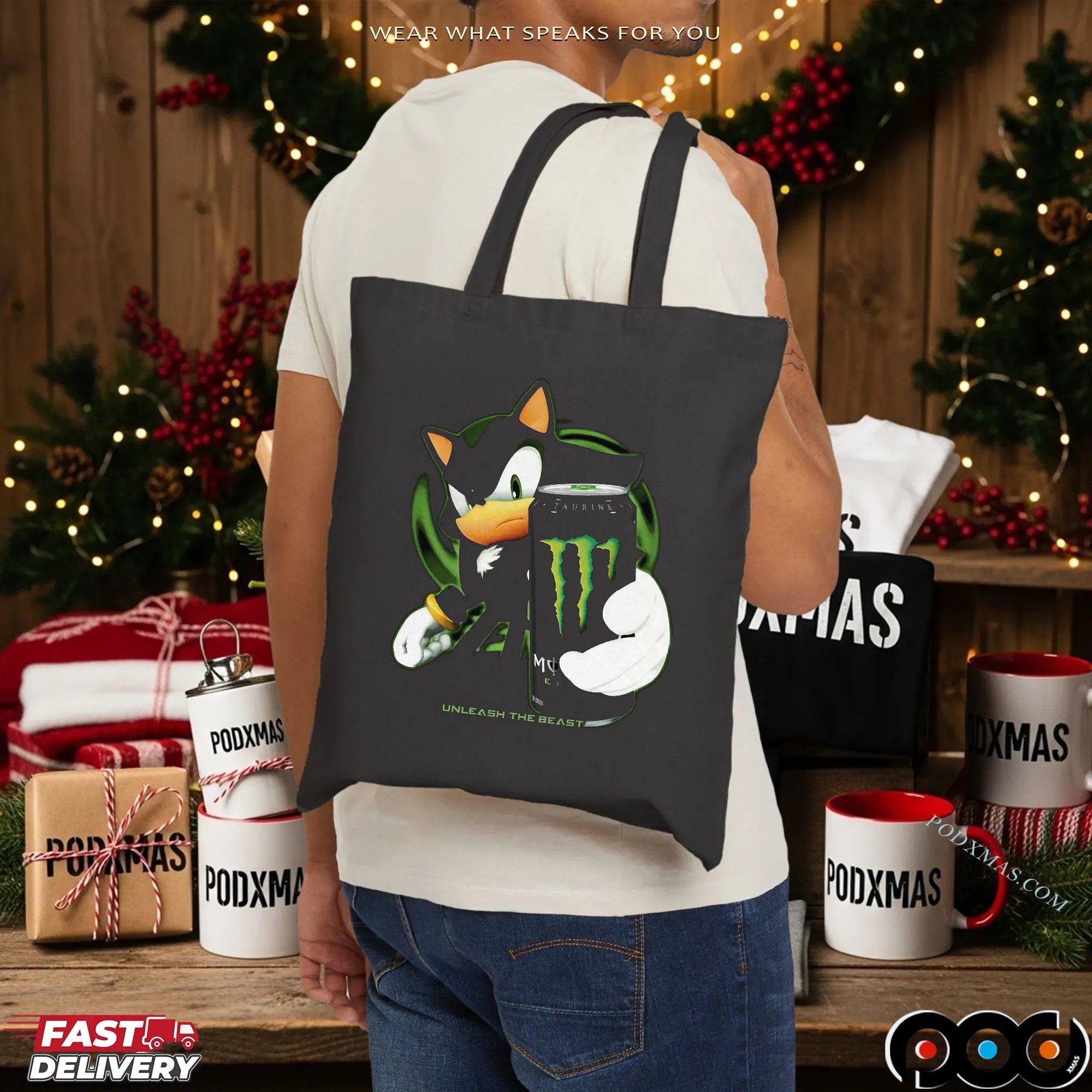 Shadow the Hedgehog x Monster Energy Unleash the Beast Parody T Shirt