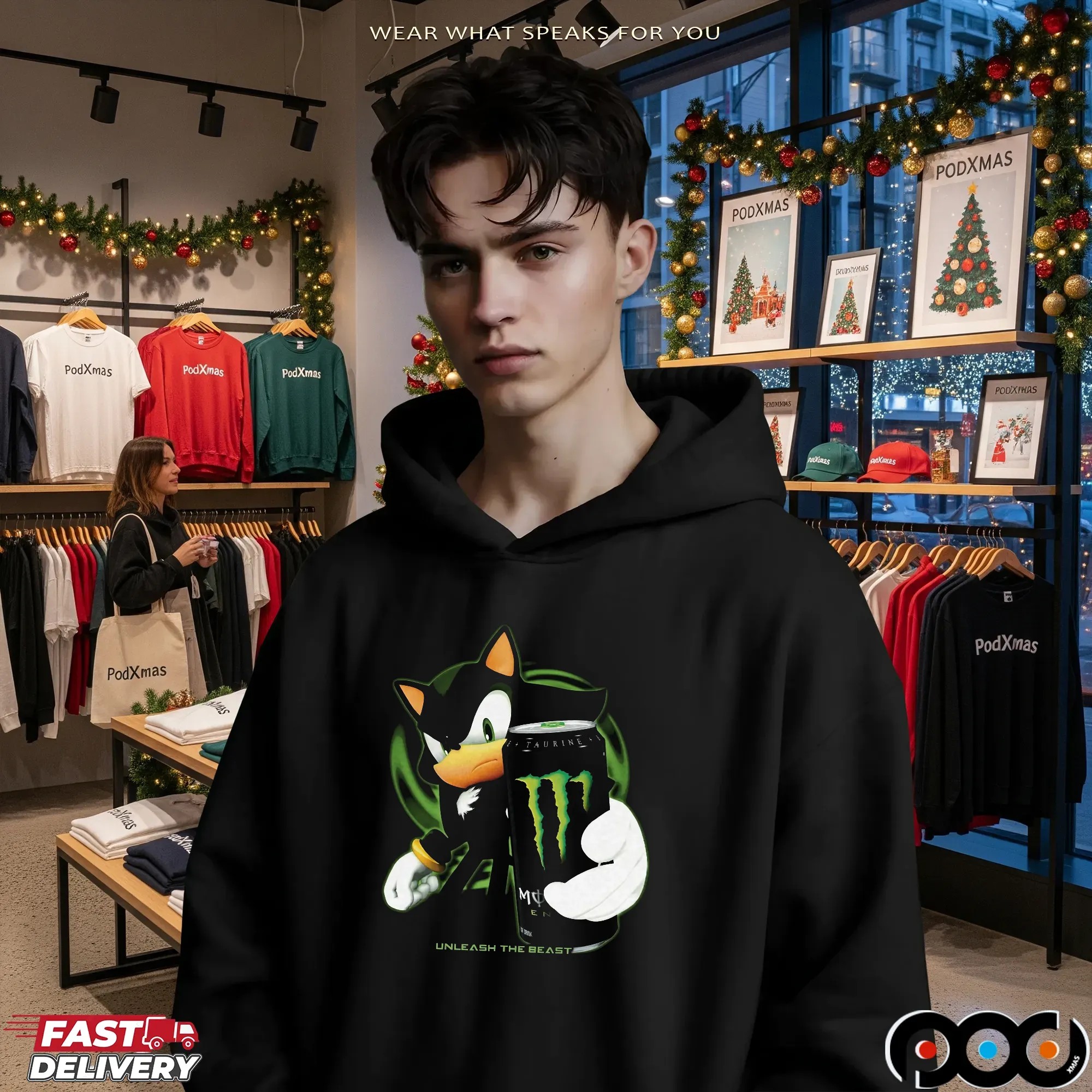 Shadow the Hedgehog x Monster Energy Unleash the Beast Parody T Shirt